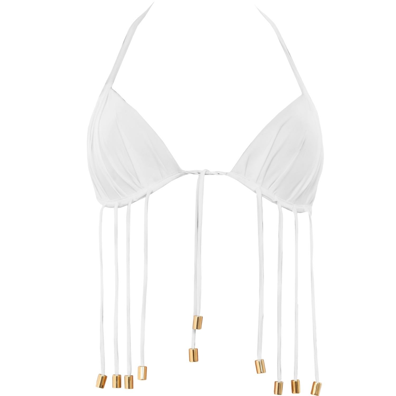 Women's Elixir Bikini Bra With Golden Details In White Extra Small ANTONINIAS