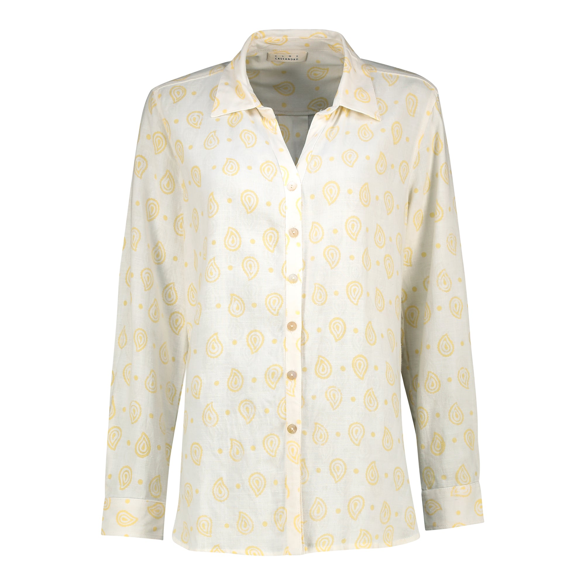 Women's Elodie Shirt - Whit And Soft Lemon Small Cloe Cassandro