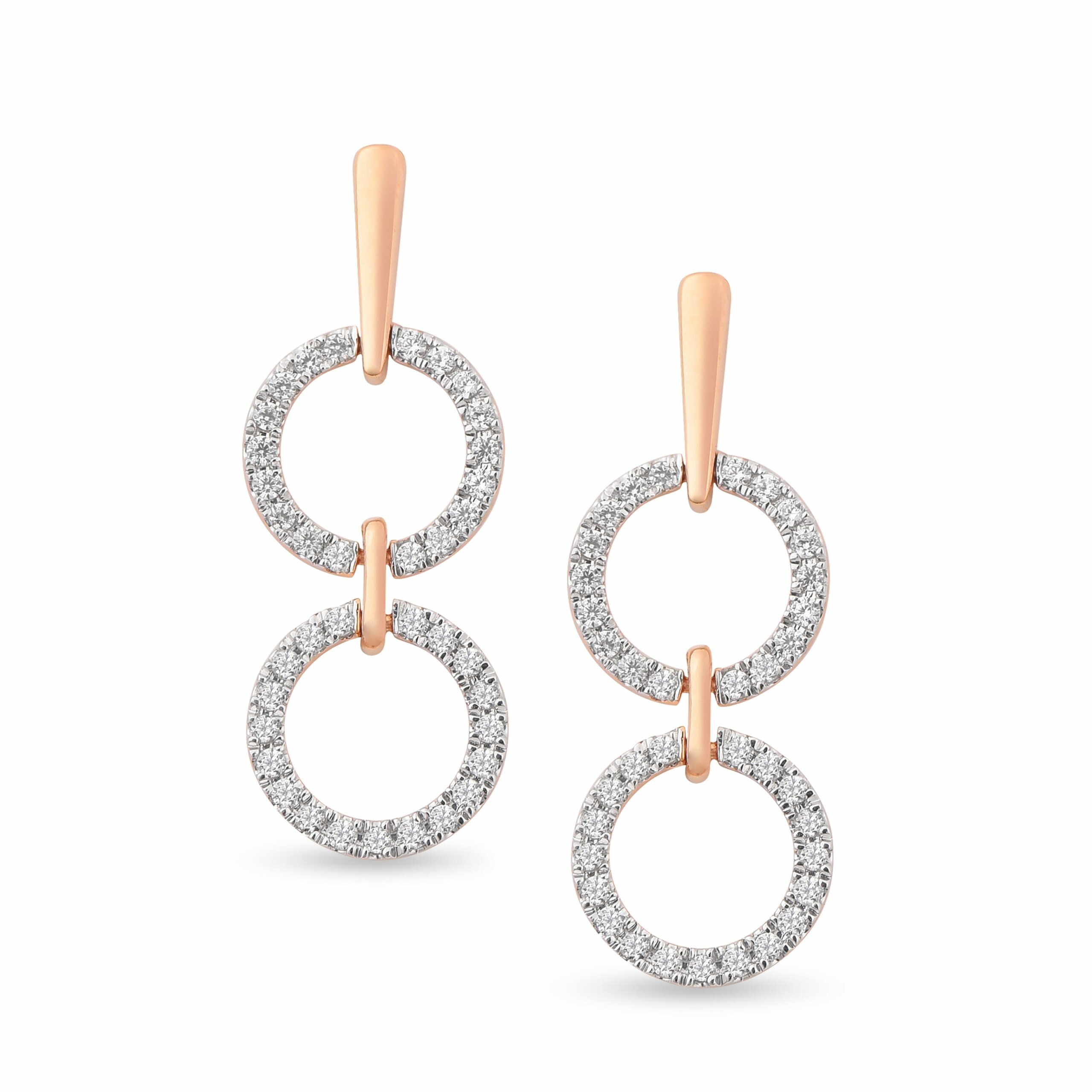 Women's Full Circle Link Dangling Diamond Earrings - Rose Gold Mansi Jewelry