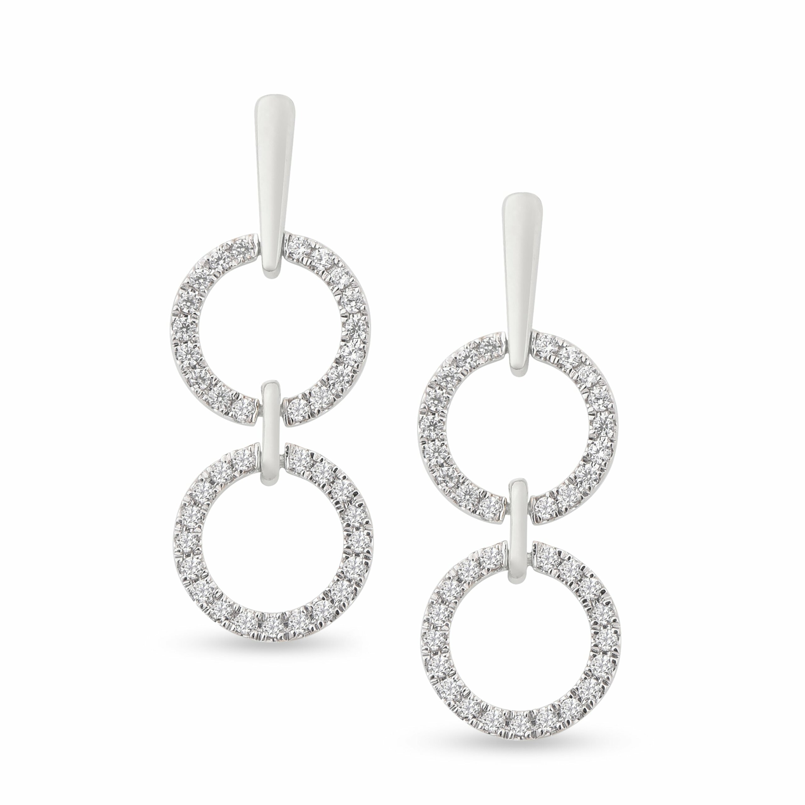Women's Full Circle Link Dangling Diamond Earrings - White Gold Mansi Jewelry