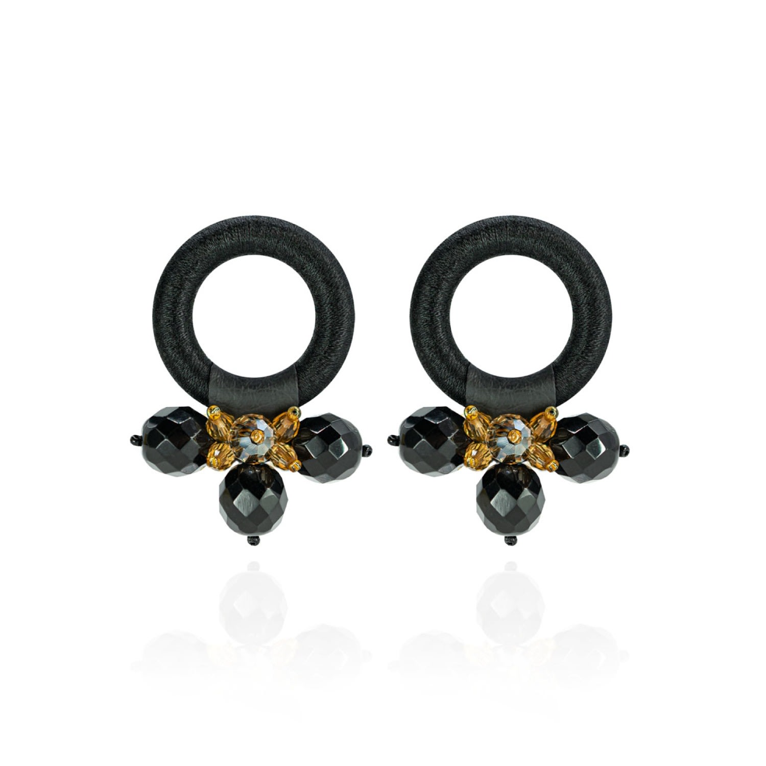 Women's Gold / Black Saulė Earrings In Citrine Noir Saule Label