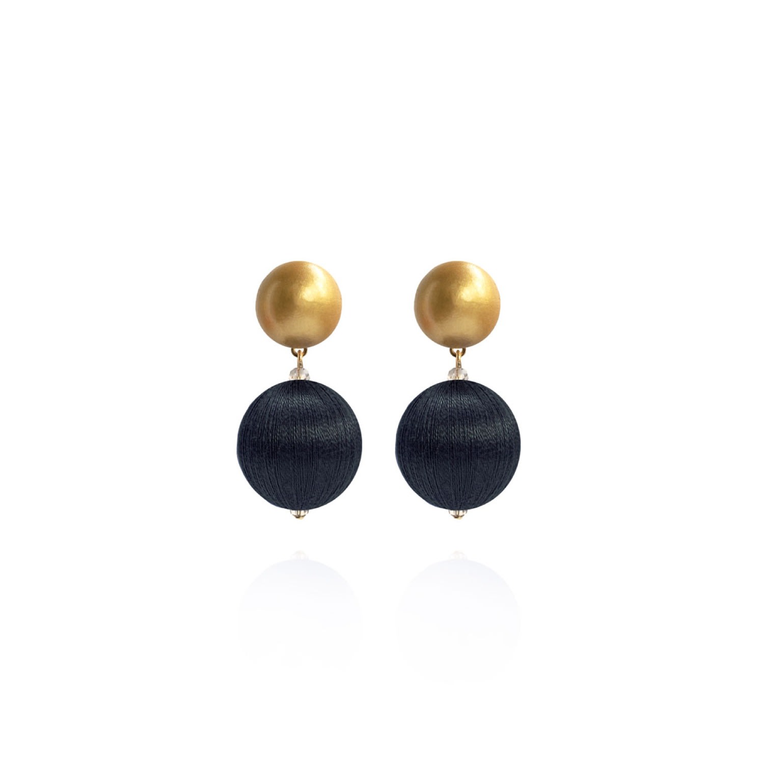 Women's Gold / Black Sonia Petite Earrings In Midnight Hour Saule Label