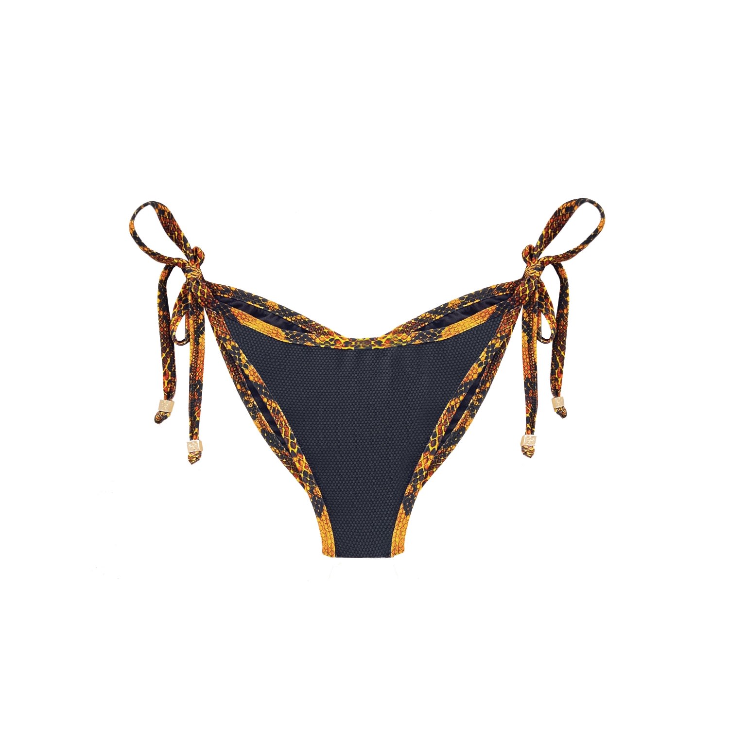 Women's Gold / Black / Yellow Black Orange Snake Print Tie-Side Bikini Bottoms Pia Medium ELIN RITTER IBIZA