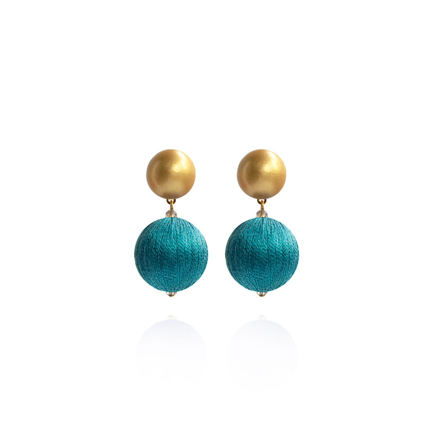 Women's Gold / Blue Sonia Petite Earrings In Bondi Blue Saule Label