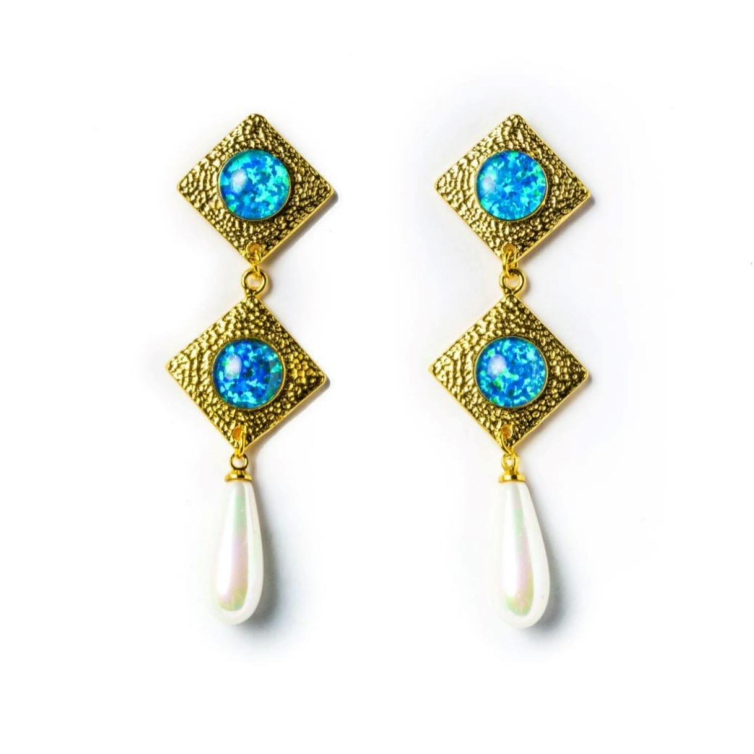Women's Gold / Blue The Starry Nights Earrings EUNOIA Jewels