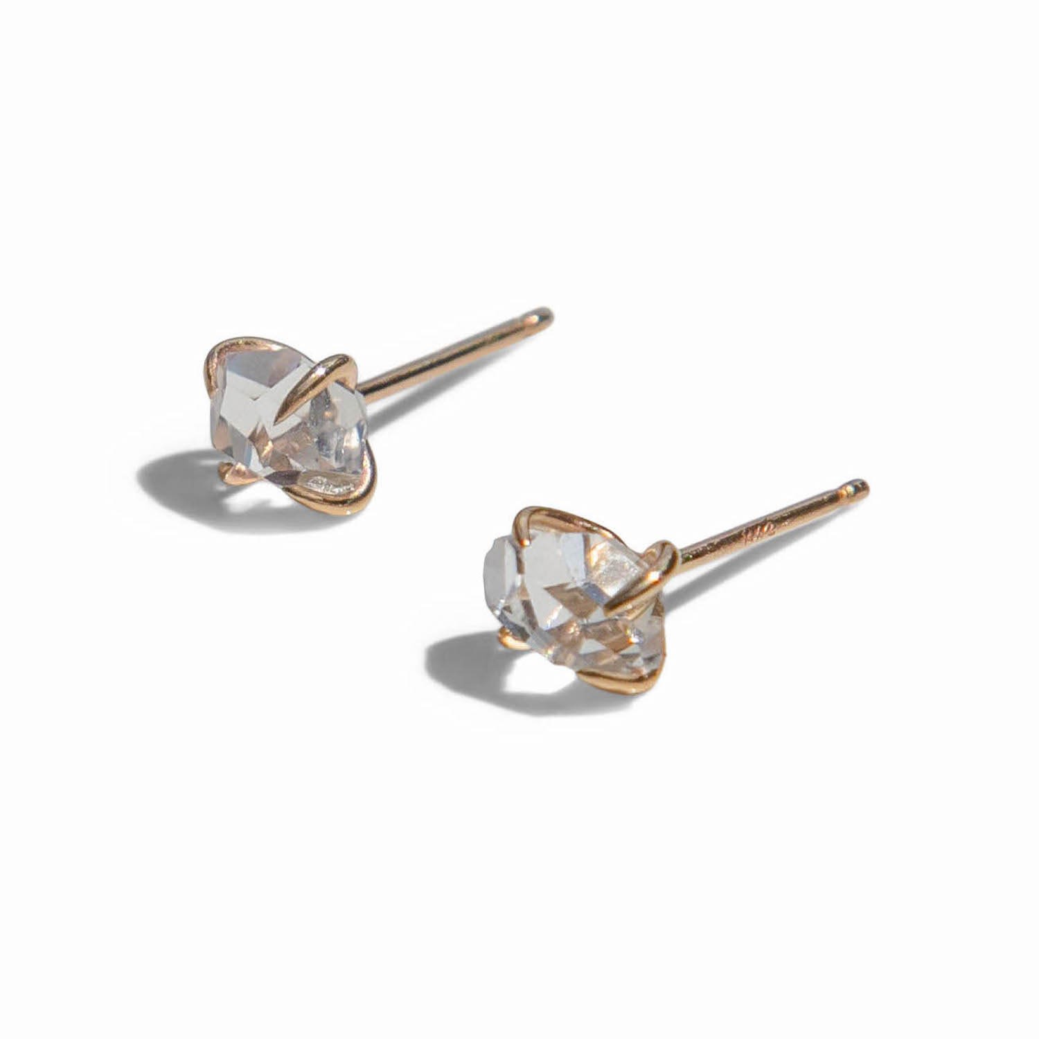 Women's Gold Claw Set Herkimer Diamond Earrings Salty Girl Jewelry