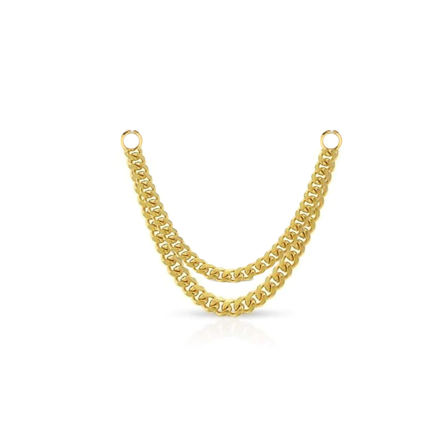 Women's Gold Cuban Double Chain Stud Earring Charm 770 Fine Jewelry