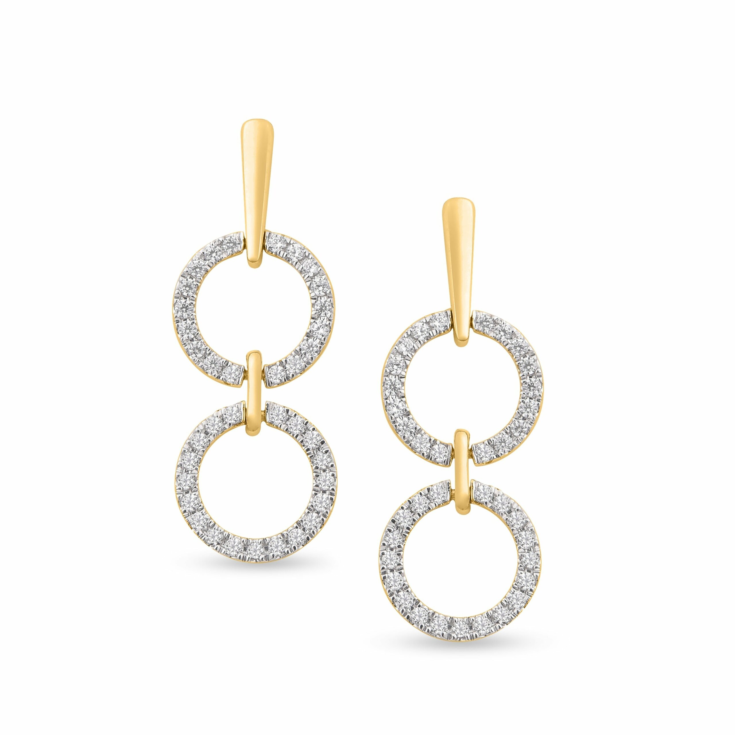 Women's Gold Full Circle Link Dangling Diamond Earrings Mansi Jewelry