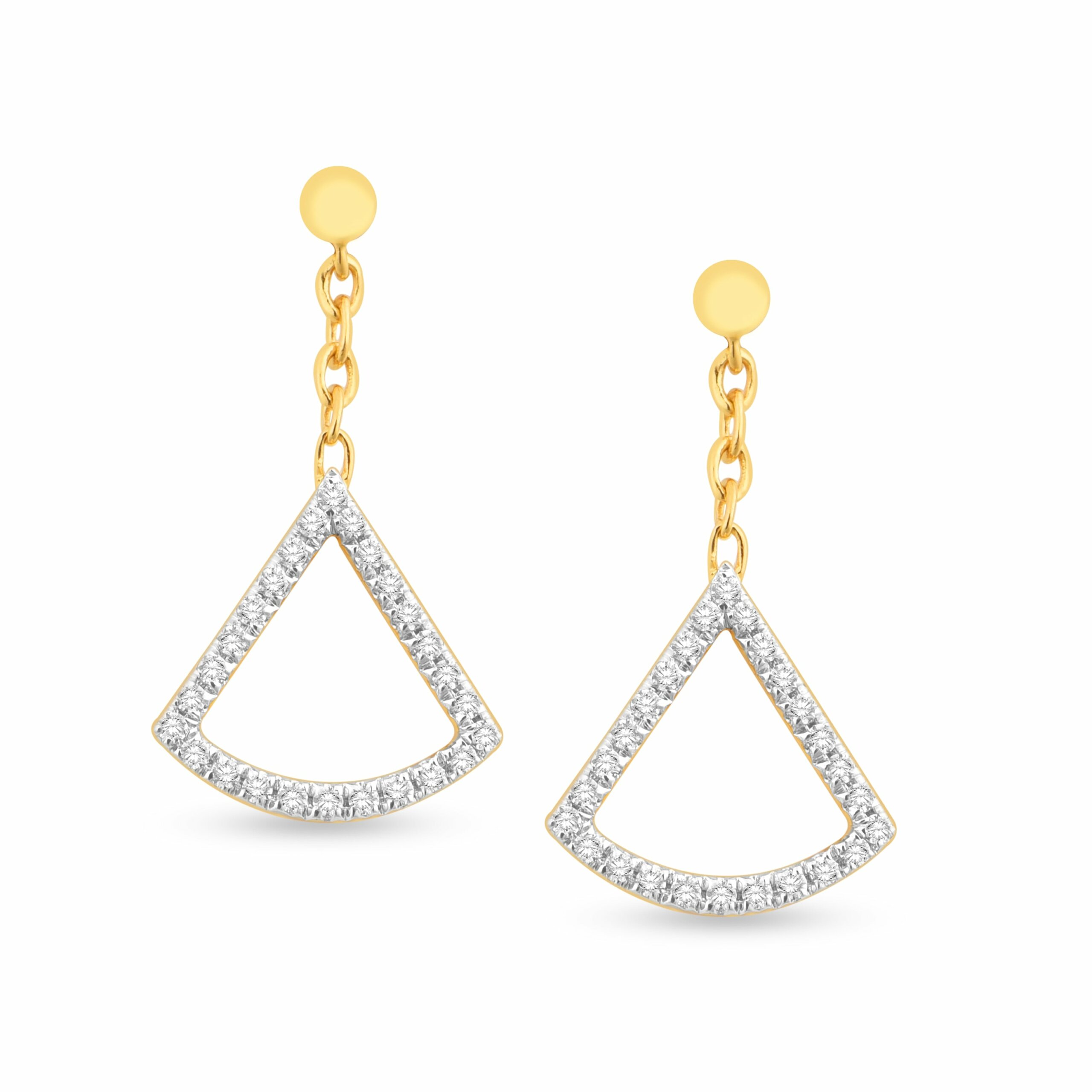 Women's Gold Ginkgo Dangling Diamond Earrings Mansi Jewelry