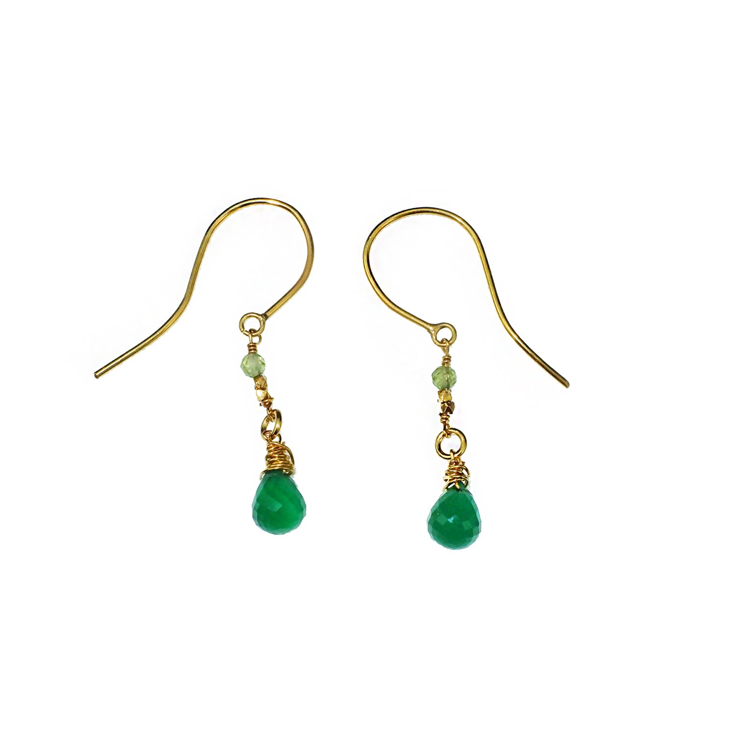 Women's Gold Green Agate And Peridot Drop Earrings Yvonne Henderson Jewellery