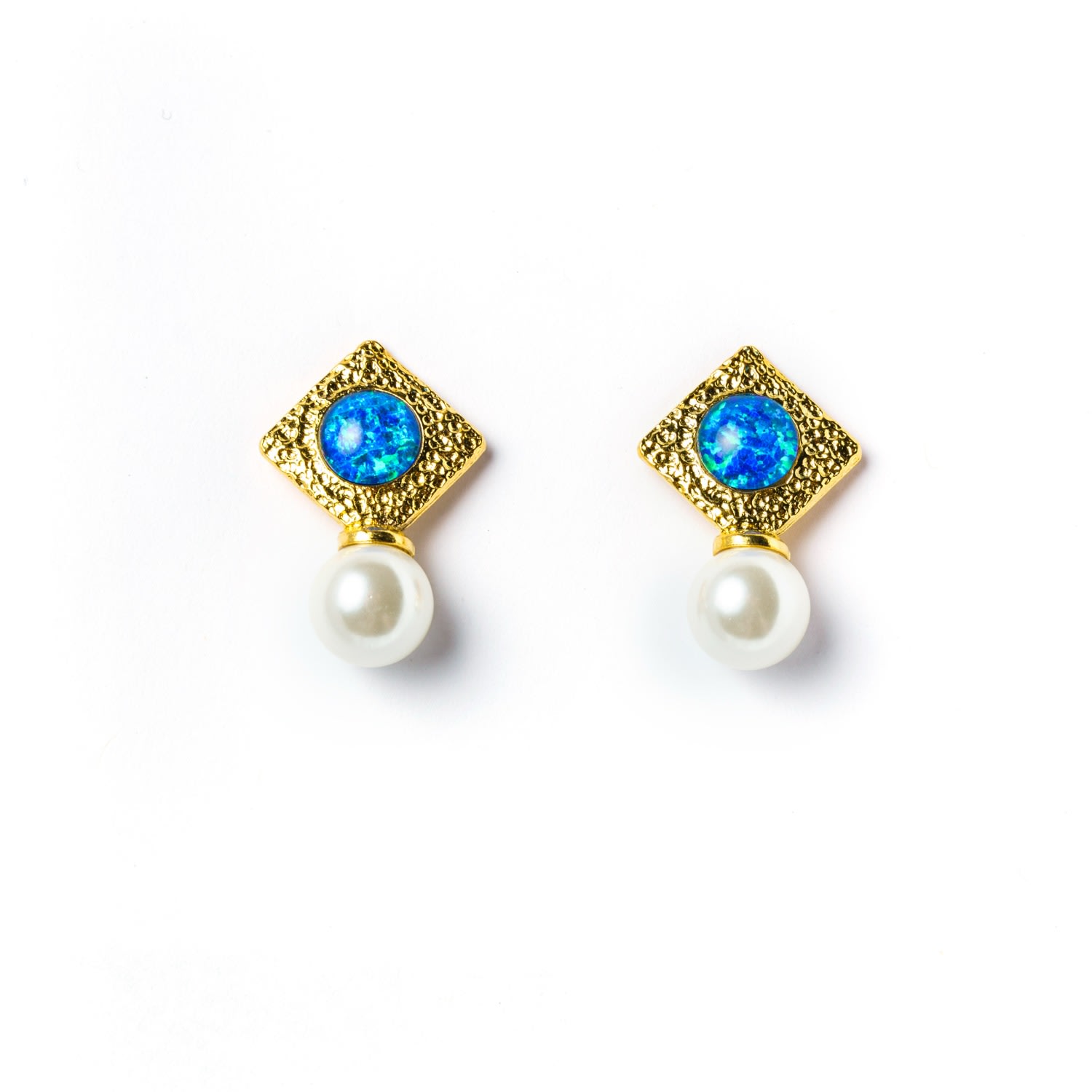 Women's Gold / Green / Pink Oasis Statement Classic Gold Opal Earring With Pearl EUNOIA Jewels