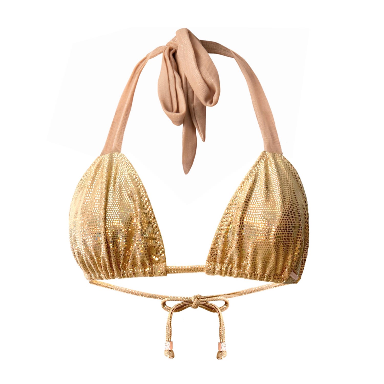 Women's Gold Metallic Shine Triangle Bikini Top Mari Sargantana Small ELIN RITTER IBIZA