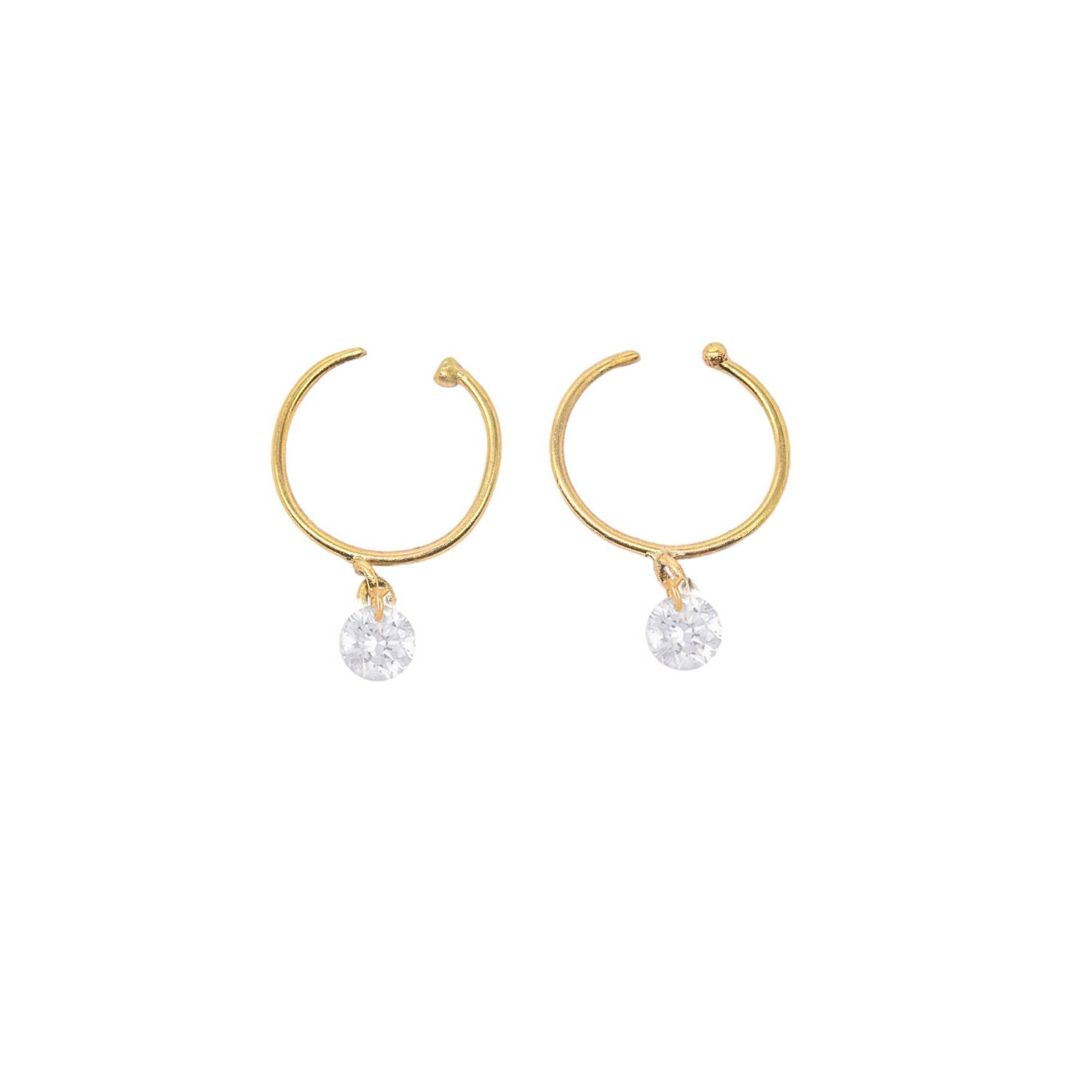Women's Gold Naked Diamond Hoop Earrings Lily Flo Jewellery
