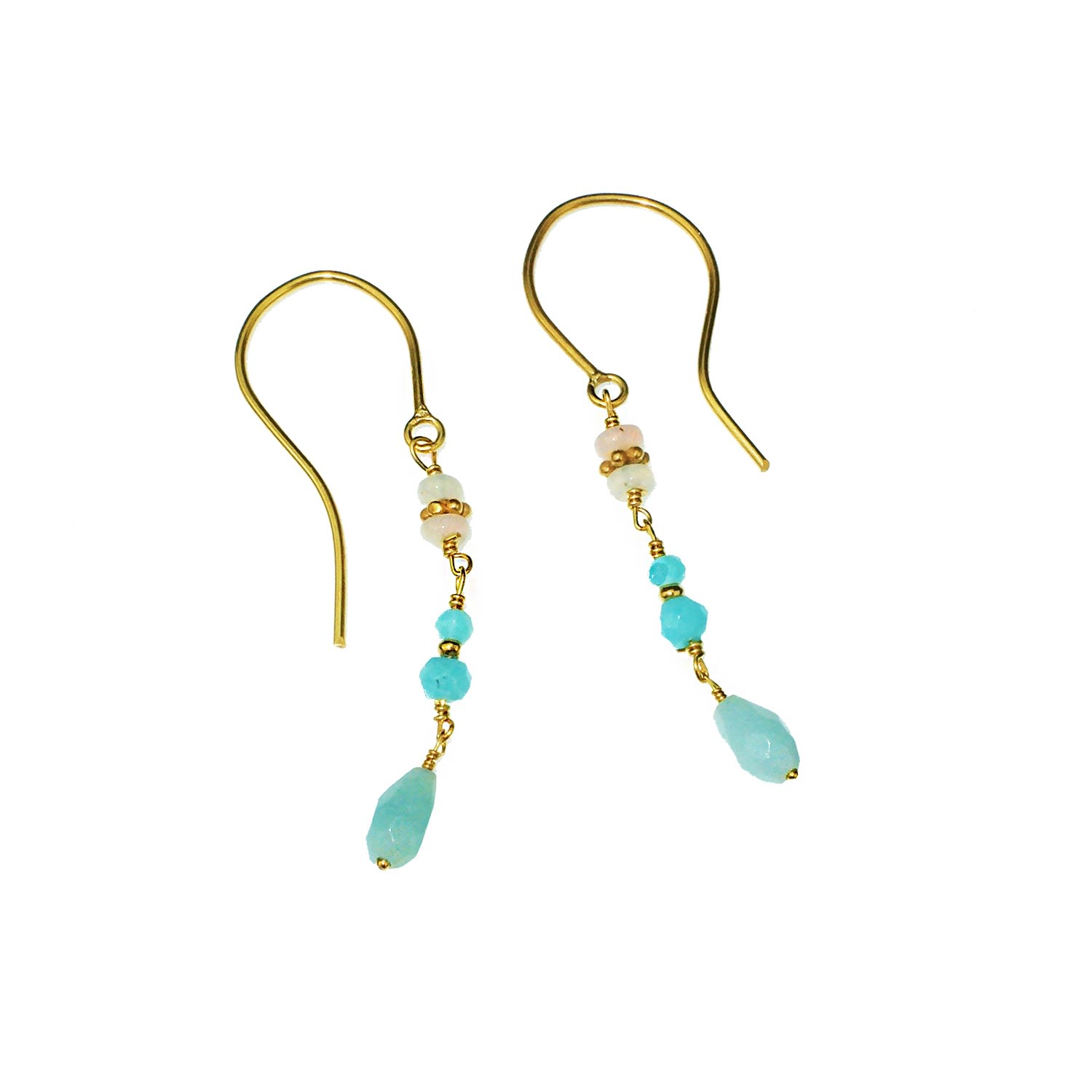 Women's Gold Opal And Amazonite Drop Earrings Yvonne Henderson Jewellery