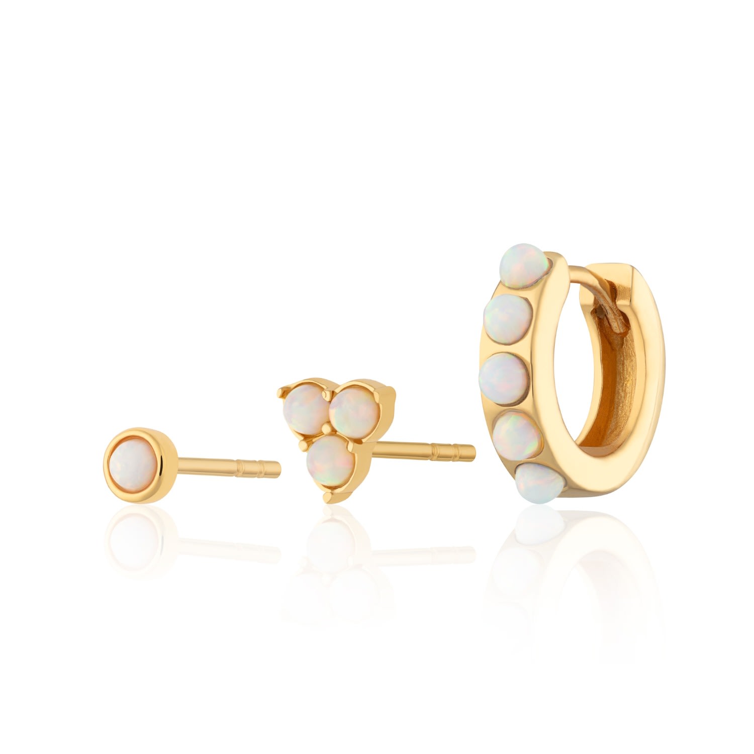 Women's Gold Opal Trinity Set Of Three Earrings Scream Pretty