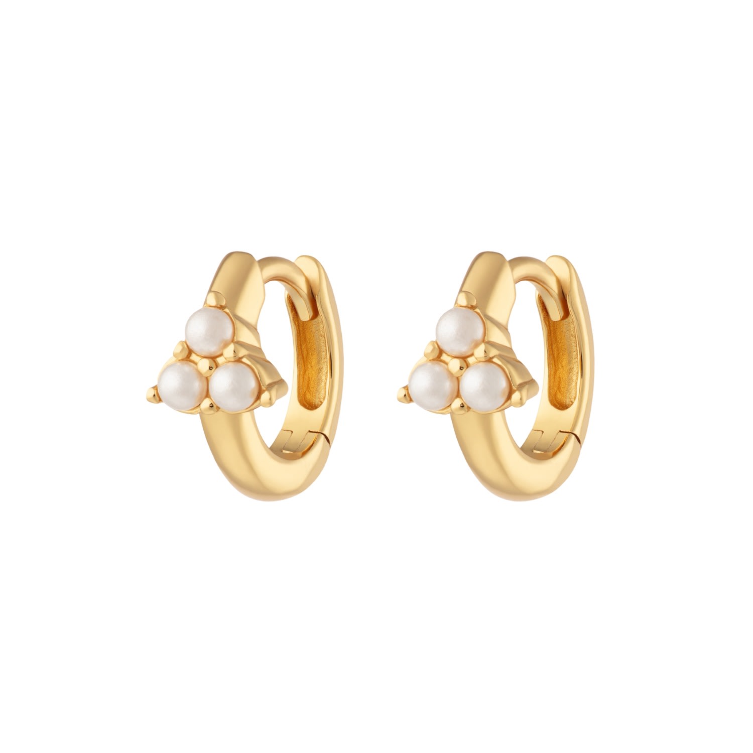 Women's Gold Pearl Trinity Huggie Earrings Scream Pretty