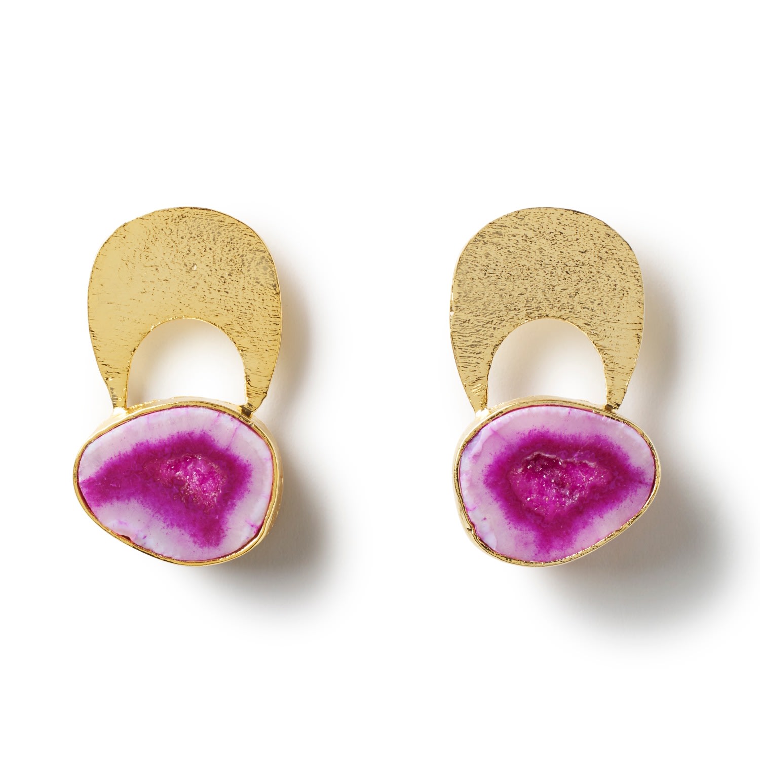 Women's Gold / Pink / Purple Quietly Confident Fuchsia Agate Crystal Gold Earrings YAA YAA LONDON