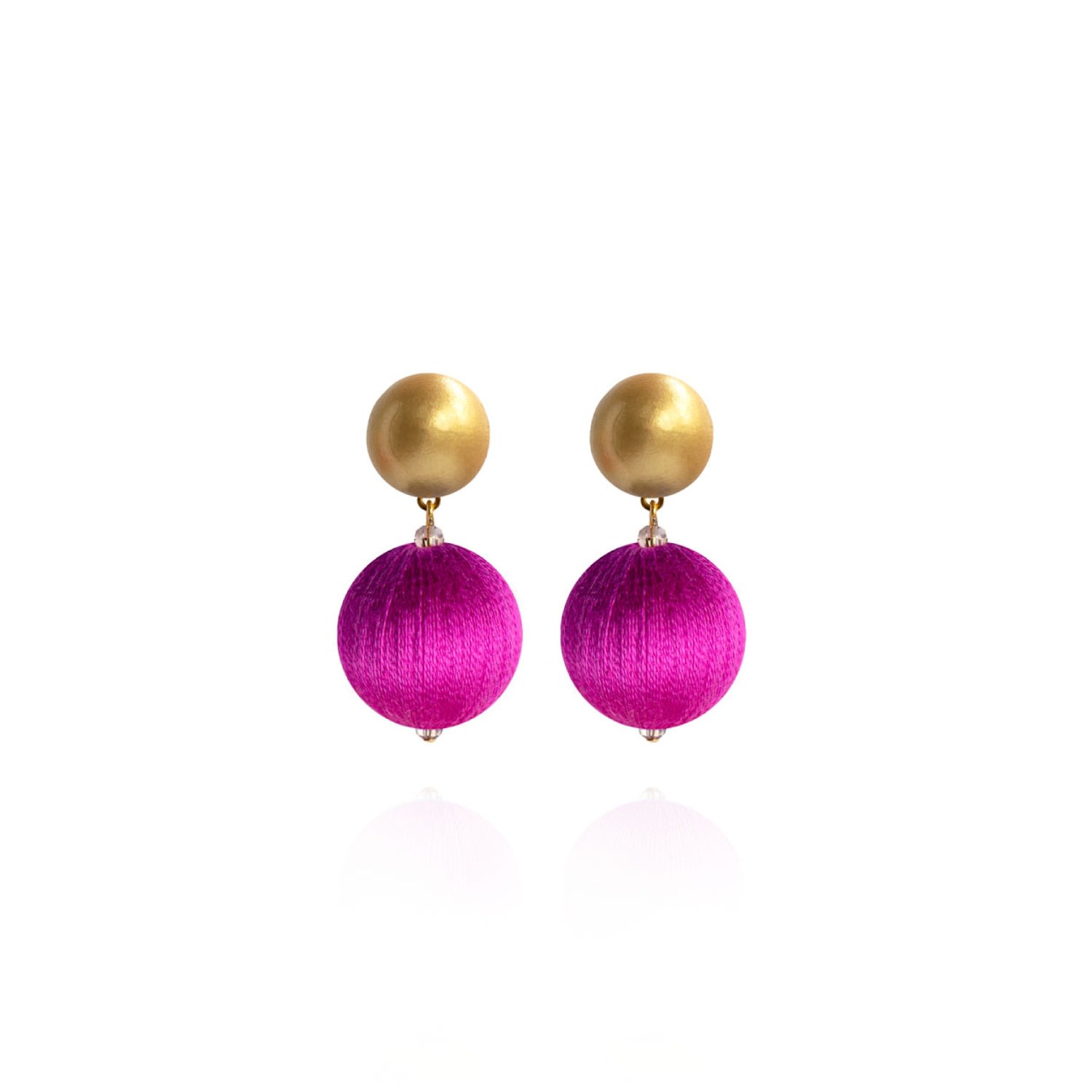 Women's Gold / Pink / Purple Sonia Petite Earrings In Fuchsia Flash Saule Label