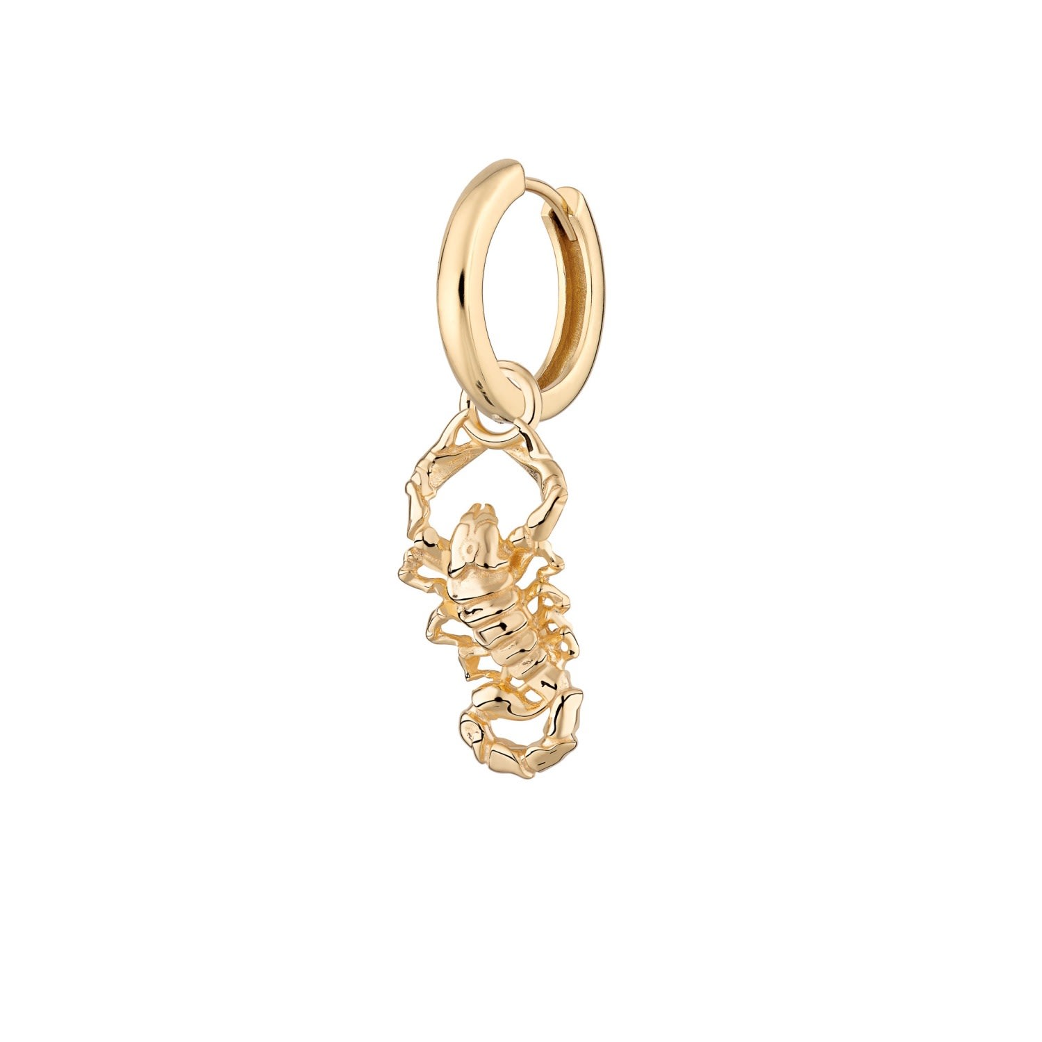 Women's Gold Scorpion Huggie Hoop Single Earring Scream Pretty
