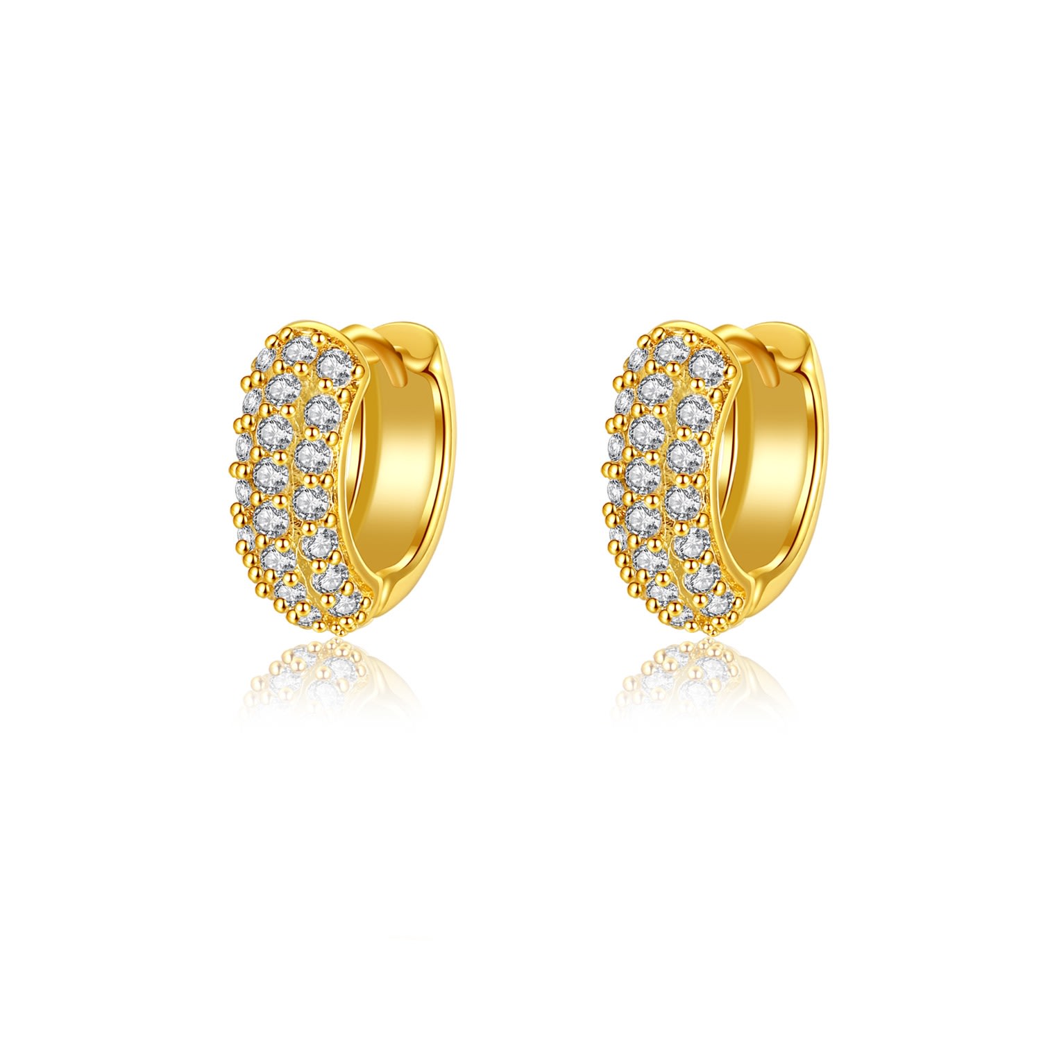 Women's Gold Simple Diamond Huggie Earrings Classicharms