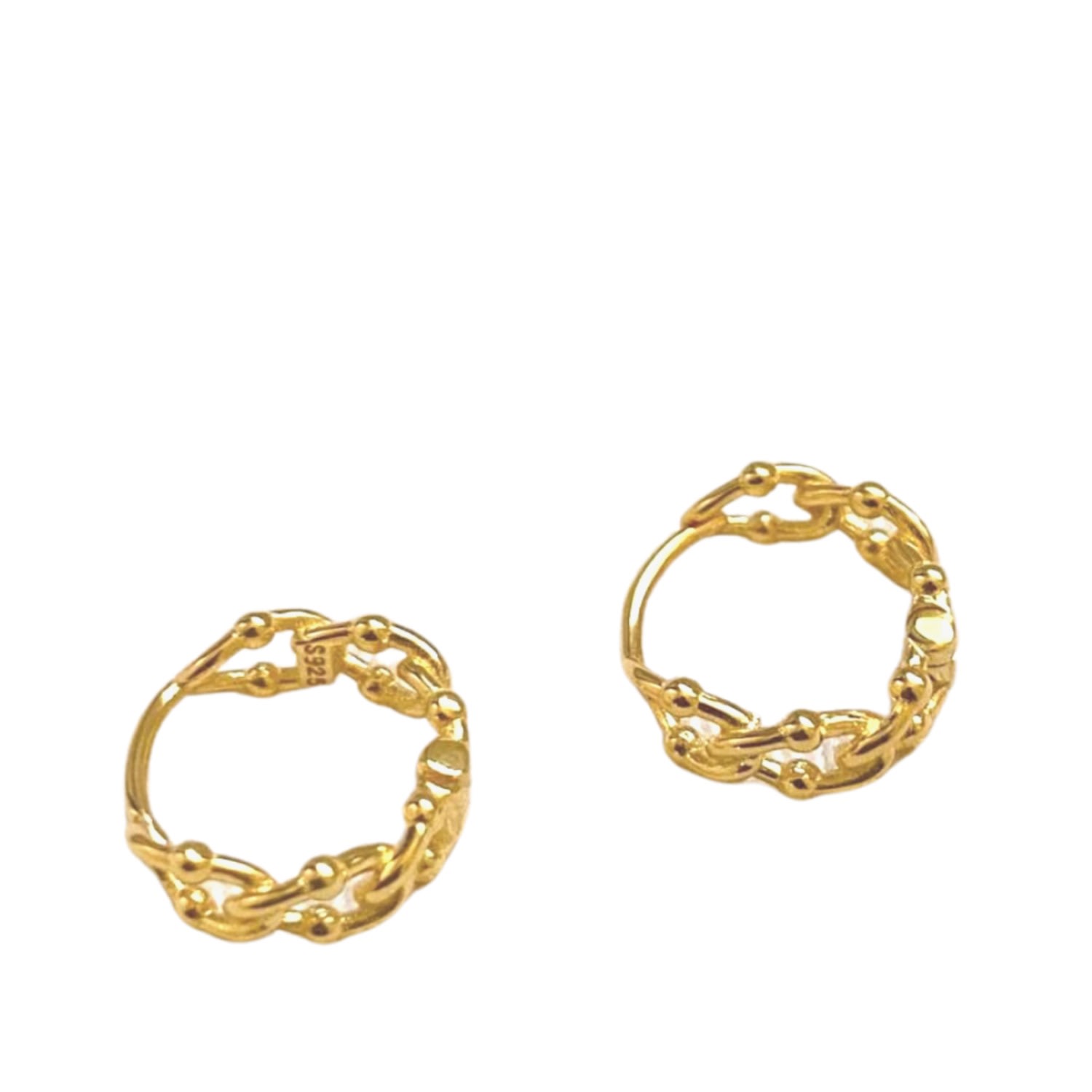 Women's Gold Sterling Silver Twisted Bead Earring Spero London