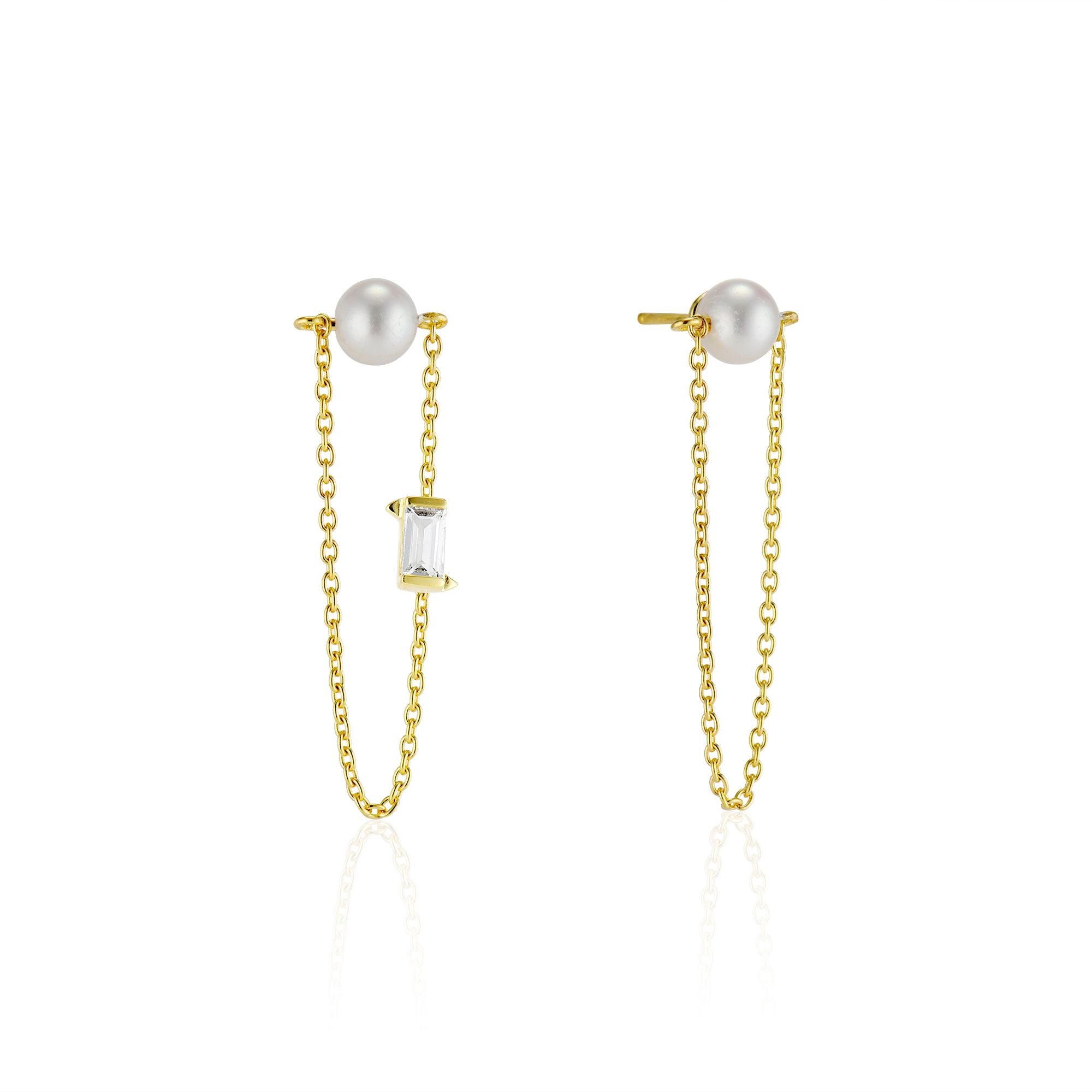 Women's Gold Veil Pearl Drop Earrings SENIA
