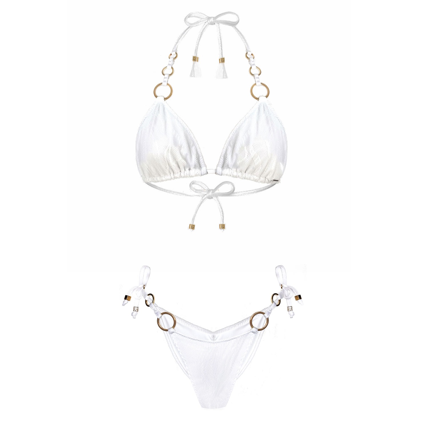 Women's Gold / White Lace Eco Bikini Set Cala Comte Aurora Aina - White Small ELIN RITTER IBIZA