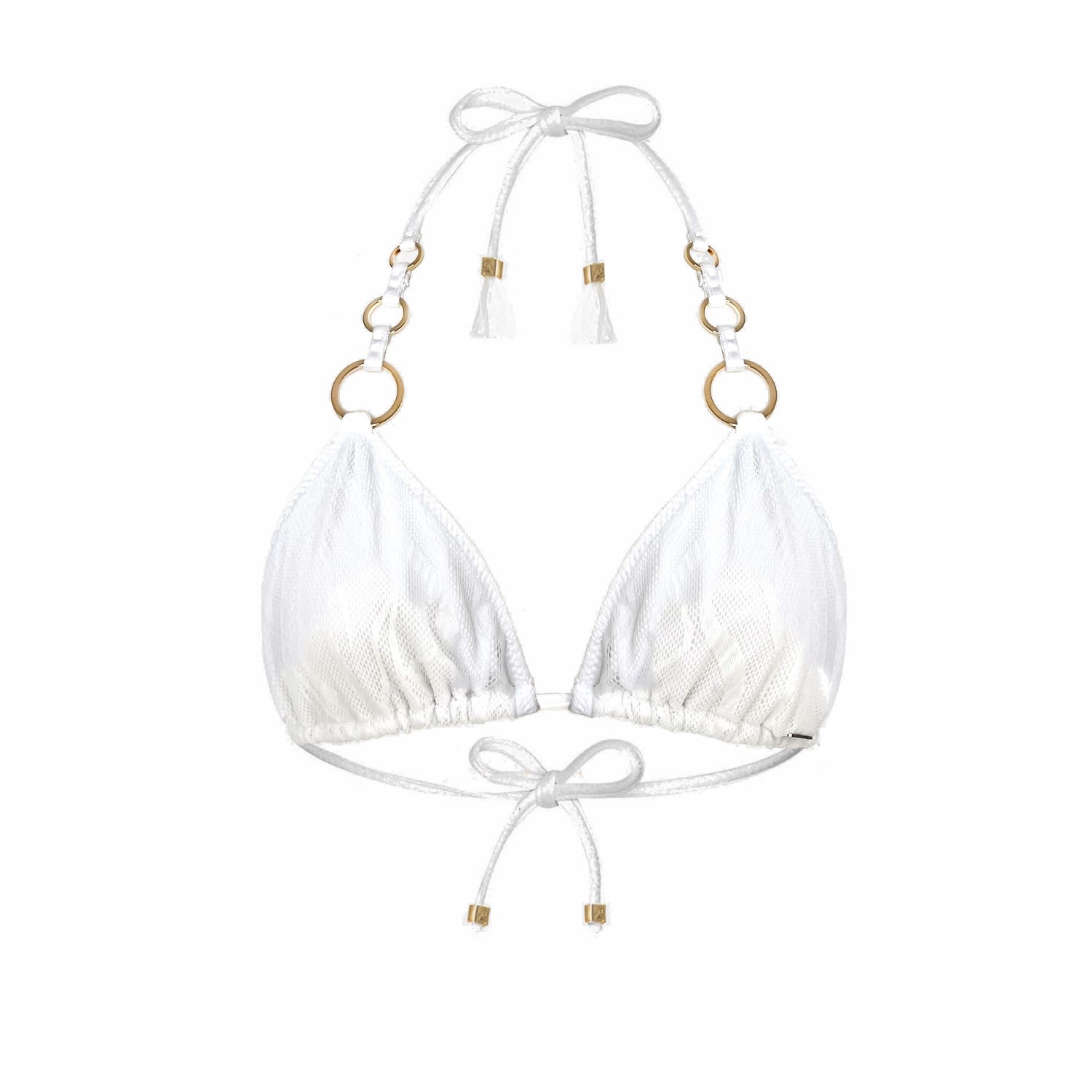 Women's Gold / White Lace Eco Bikini Triangle Top Cala Comte Aurora - White Small ELIN RITTER IBIZA