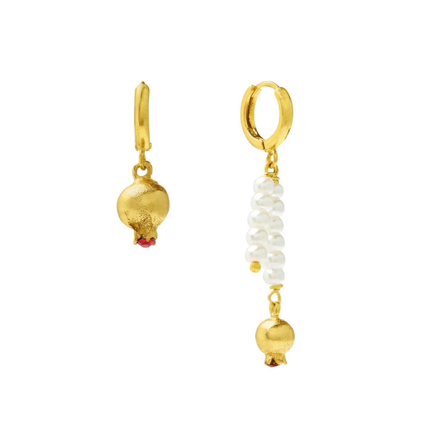 Women's Gold / White Marley Pomegranate Huggie Earrings Ottoman Hands