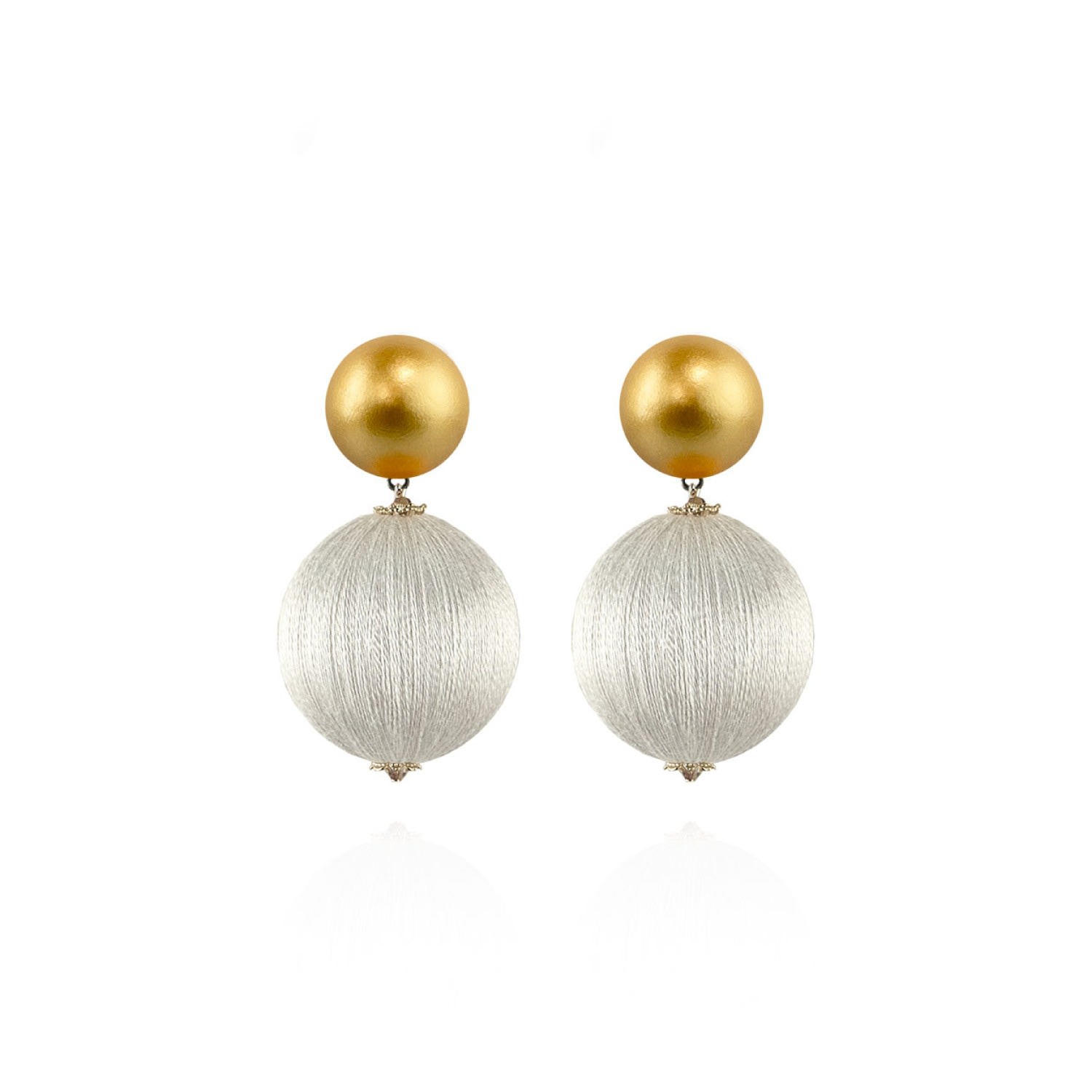 Women's Gold / White Sonia Earrings In Pearl Crème Saule Label