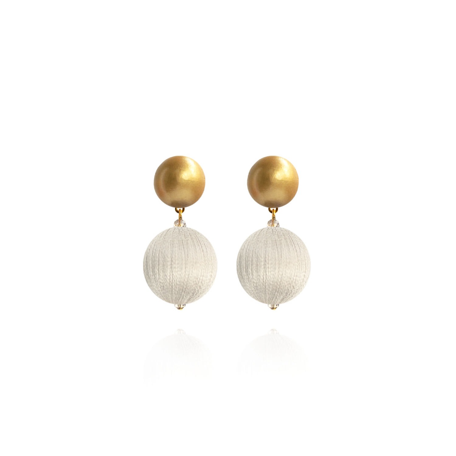 Women's Gold / White Sonia Petite Earrings In Ecru Froth Saule Label