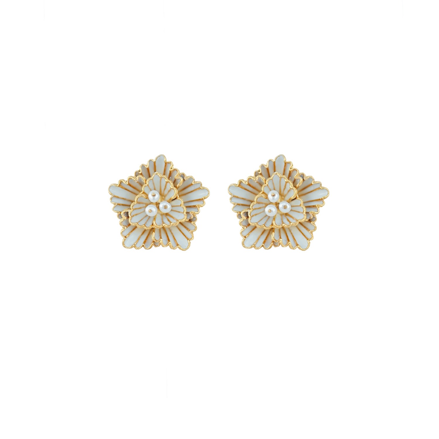 Women's Gold / White White Hibiscus Earrings AZURE by SZK