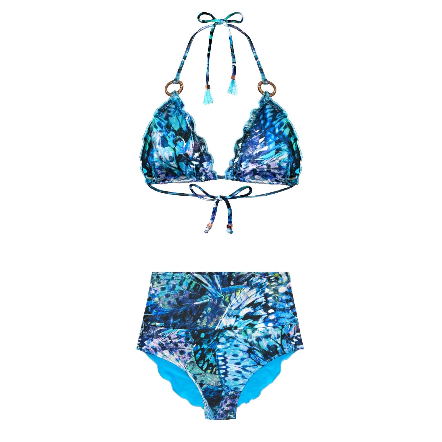 Women's Green / Blue Blue Butterfly Print Eco Bikini Savina Stella Medium ELIN RITTER IBIZA