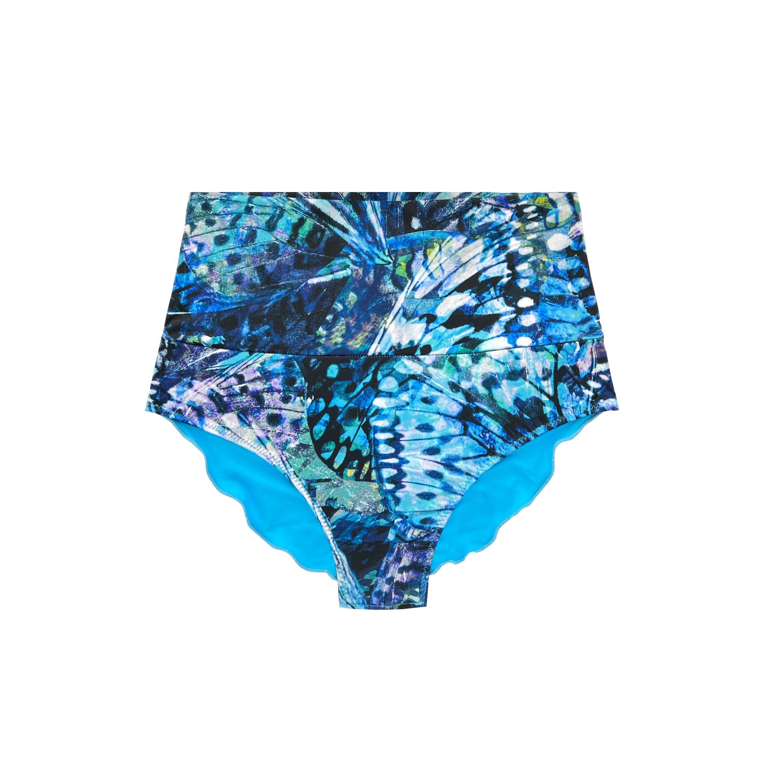 Women's Green / Blue Blue Butterfly Print Eco High Waist Bikini Brief Bottom Stella Medium ELIN RITTER IBIZA