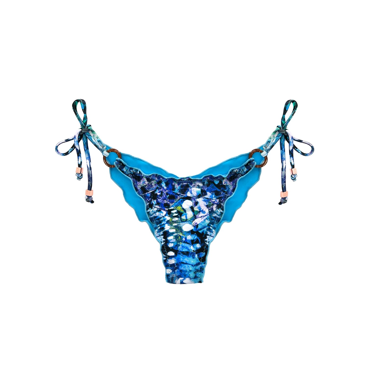 Women's Green / Blue Blue Butterfly Print Eco Tie-Side Bikini Bottom Laia Small ELIN RITTER IBIZA
