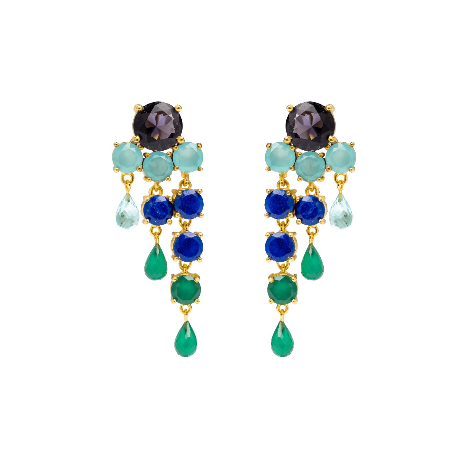 Women's Green / Blue / Pink Dark Blue & Green Adoration Earrings LAVANI JEWELS
