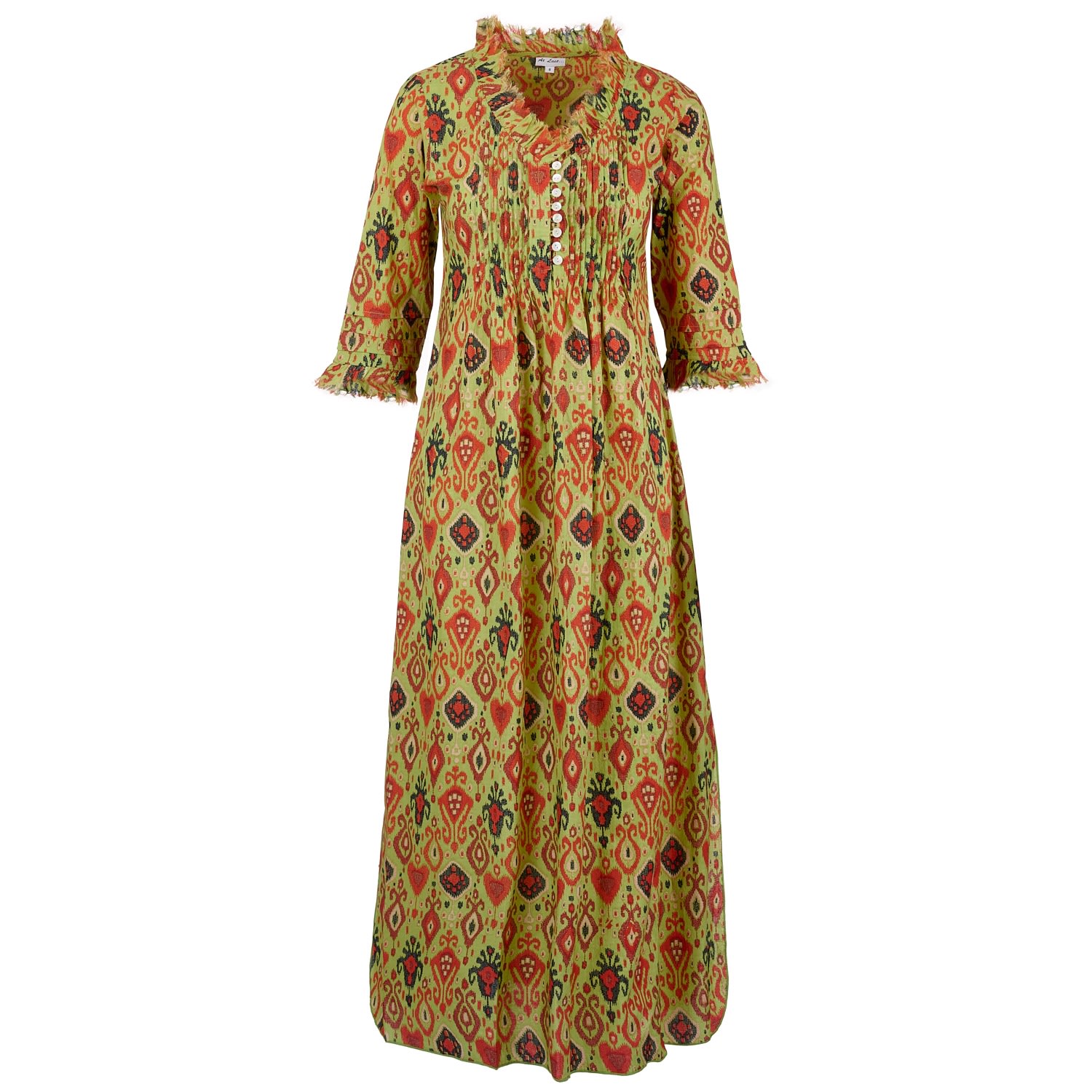 Women's Green Cotton Annabel Maxi Dress In Pistachio Ikat Extra Small At Last...