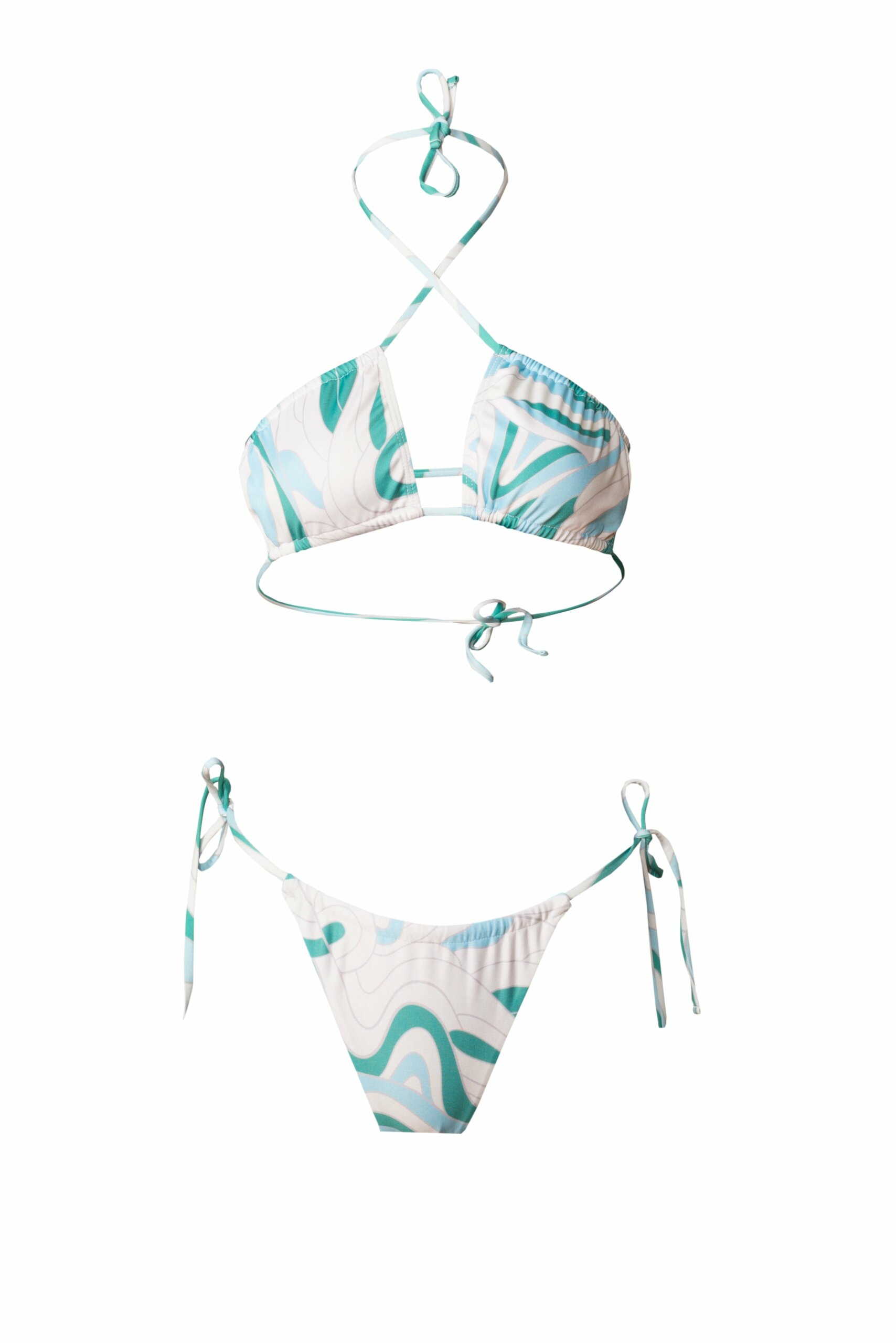 Women's Green "Desert Rose" Cross-Front Bikini Aqua Extra Small FENSI