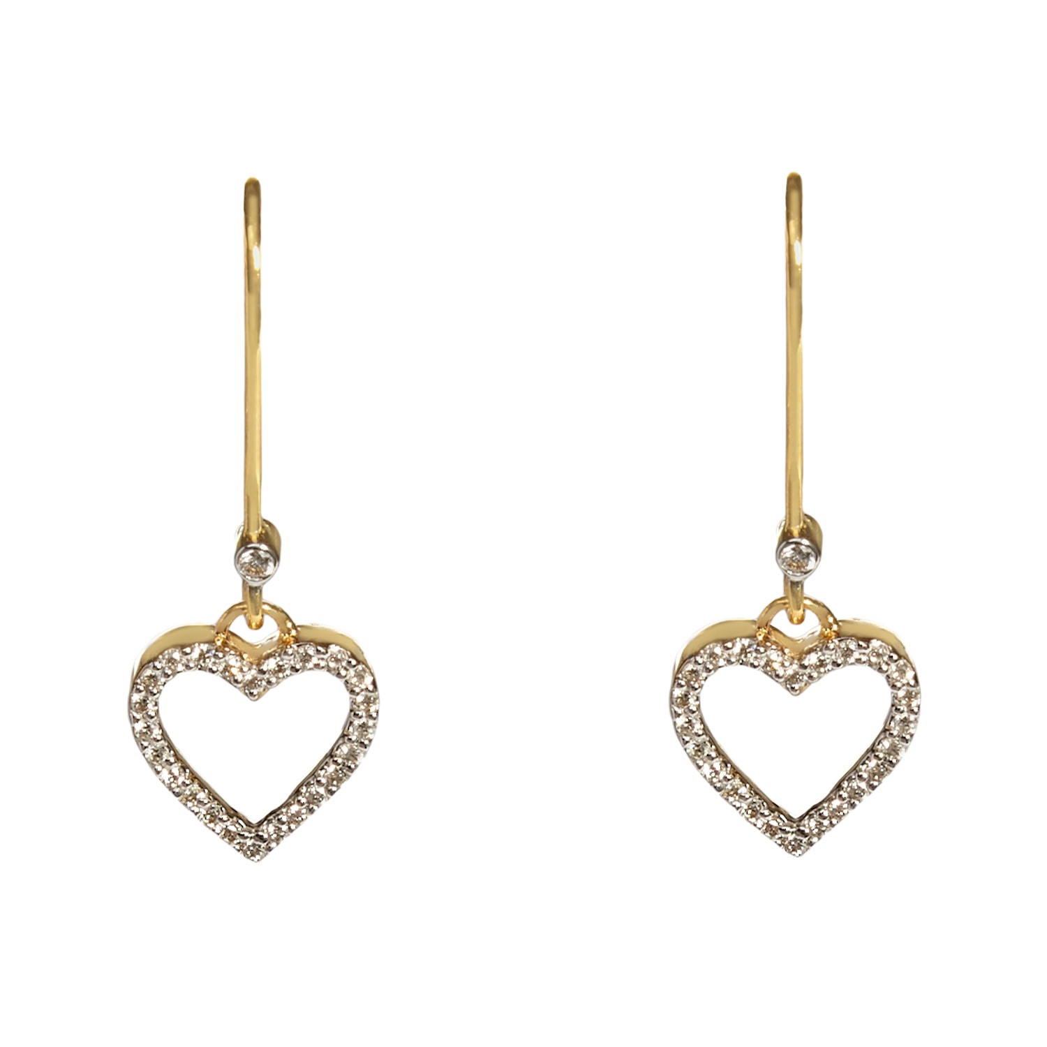 Women's Heart To Heart Yellow Gold Dangly Earrings Kaizarin