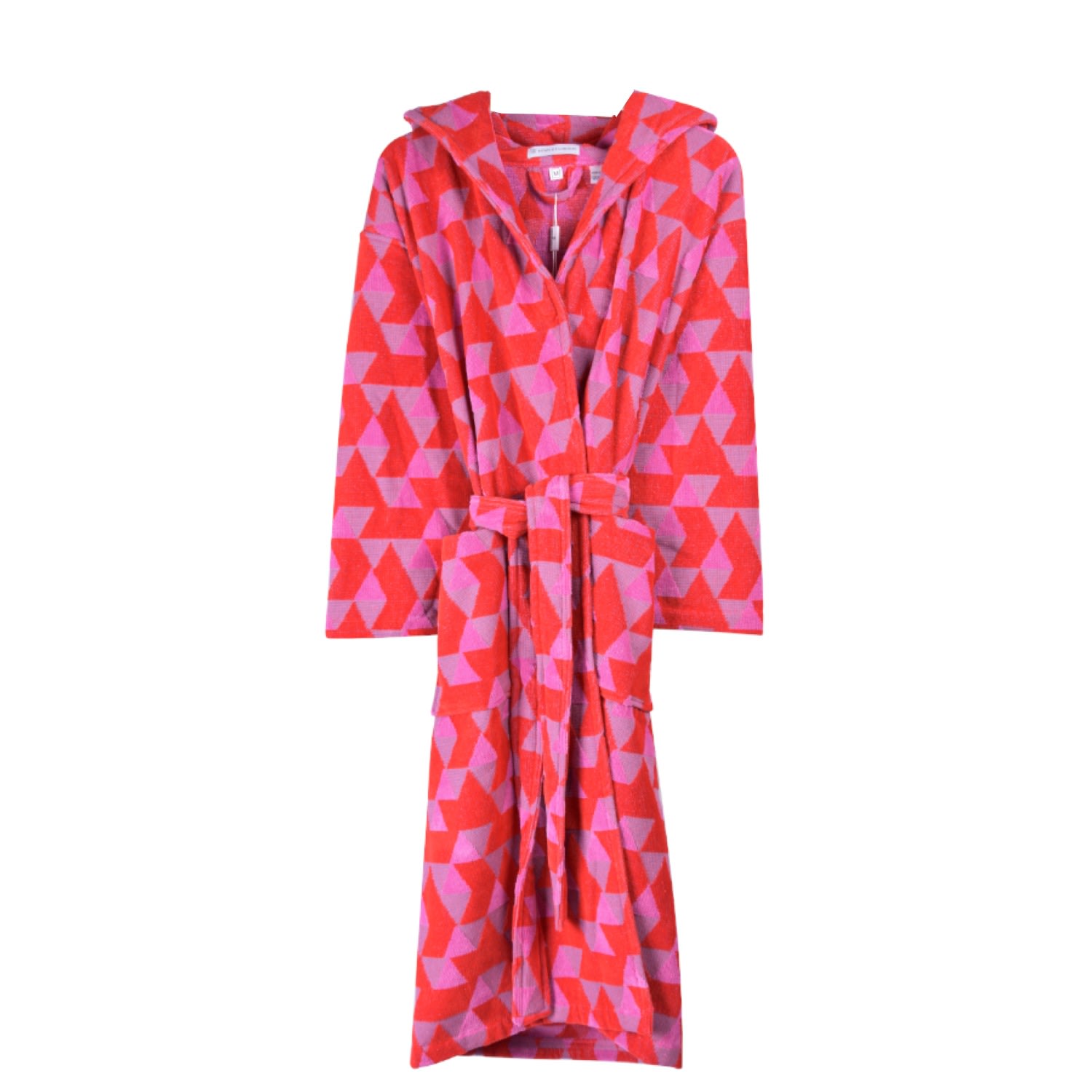Women's Hooded Dressing Gown - Pink Diamond Small Bown Of London