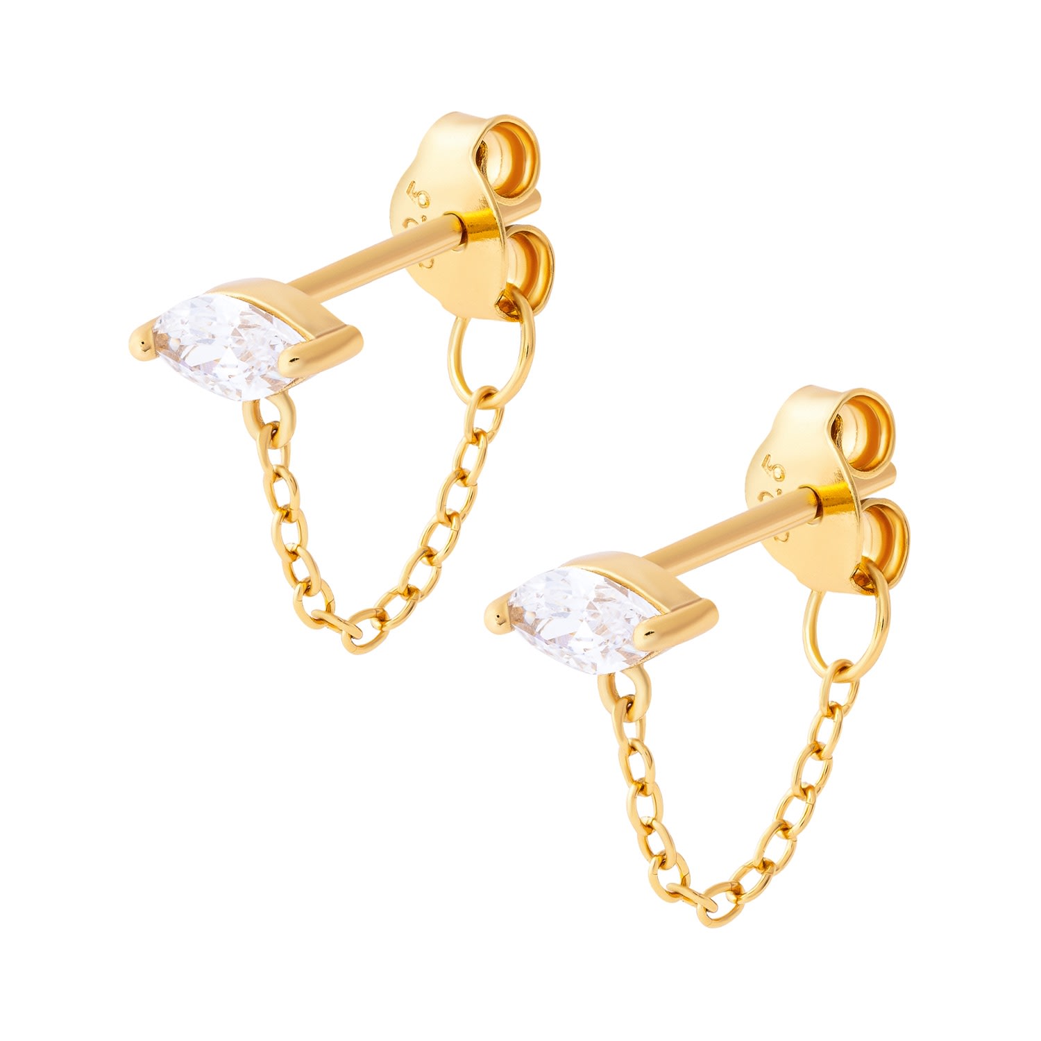 Women's Marquise Chain Stud Earring Gold Cartilage Cartel