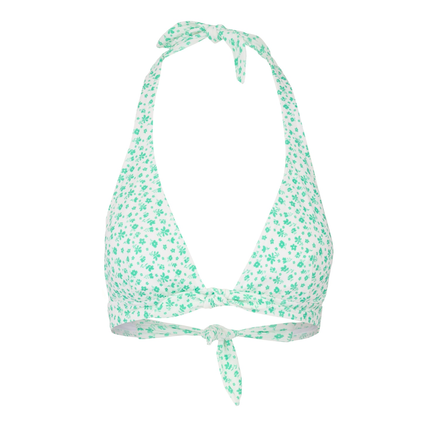 Women's Mary Floral Bikini Top Apple Green/White Small Bridie & Bert Ltd