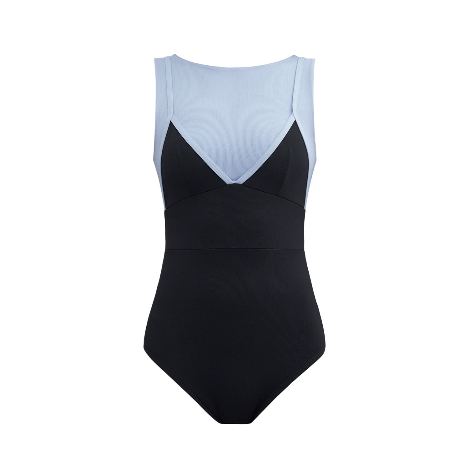 Women's May Skyline Sky Blue Black Camisole Layered Swimwear Extra Small QUA VINO