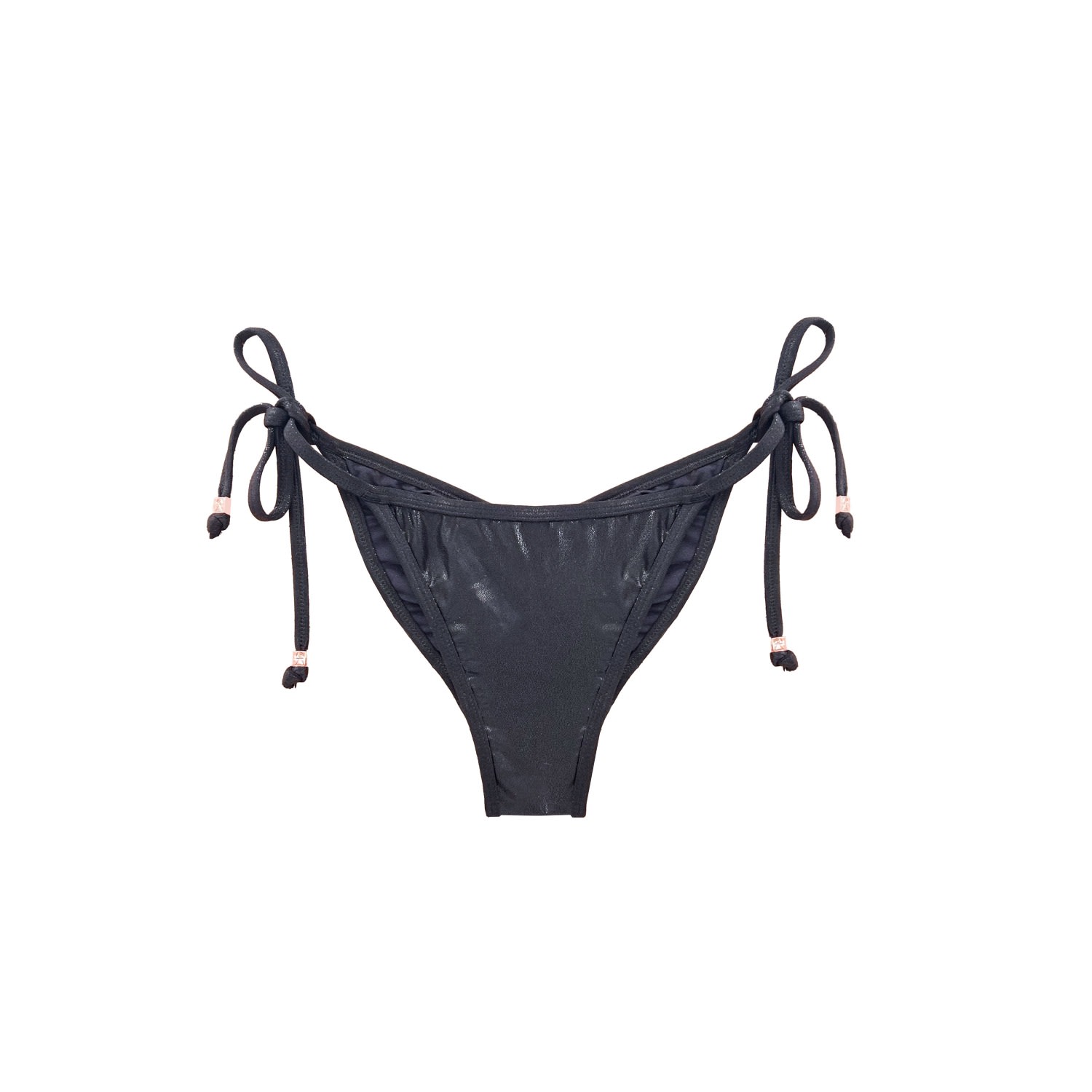Women's Metallic Tie-Side Bikini Bottom Pia - Black Medium ELIN RITTER IBIZA