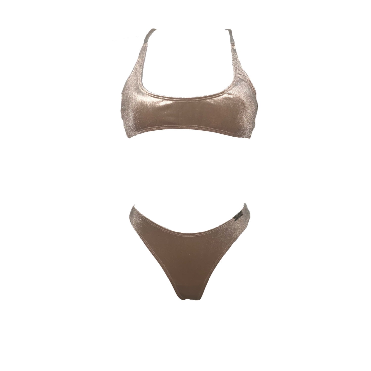 Women's Neutrals Colada Nude Velvet Two Piece Bikini Set Small Season Swim