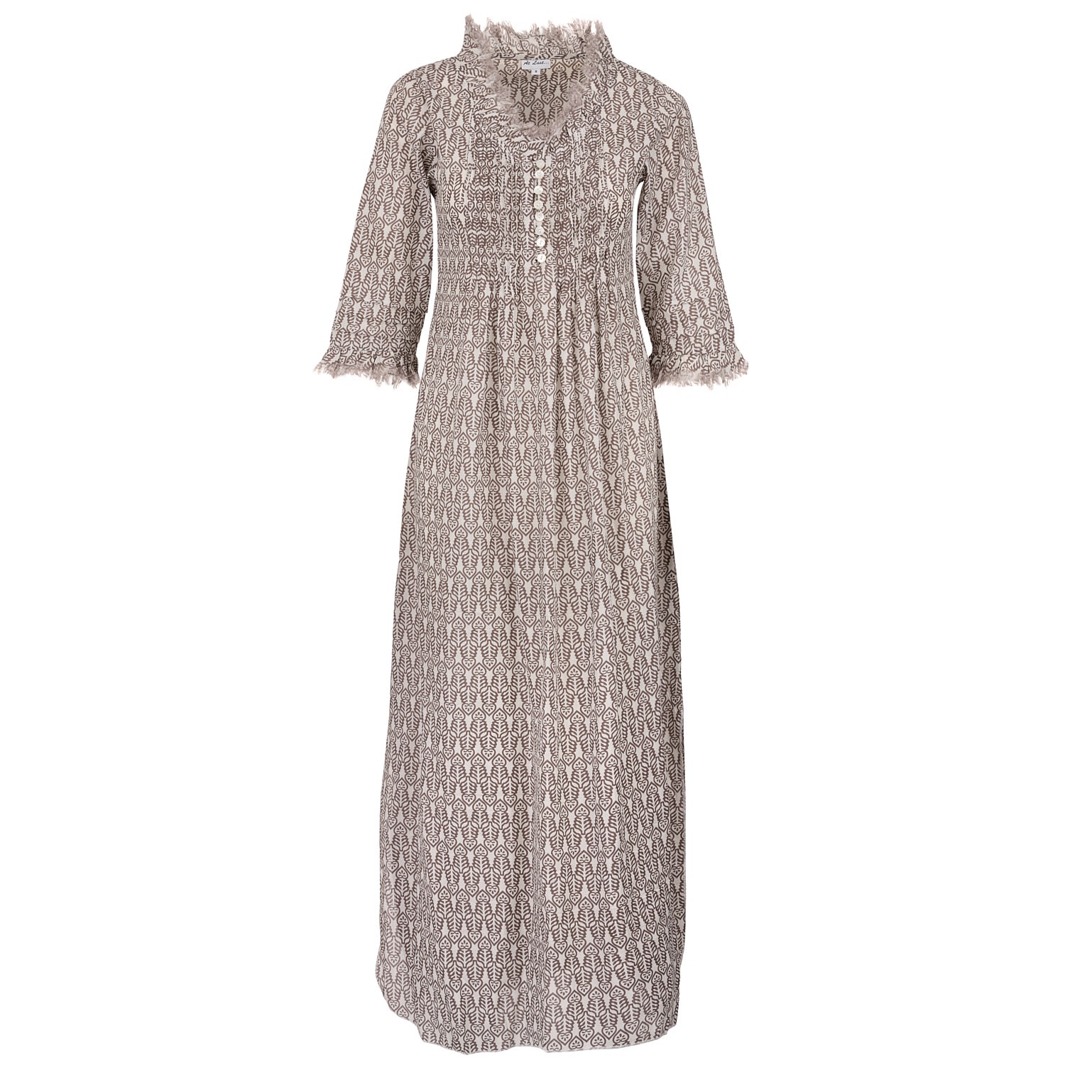 Women's Neutrals Cotton Annabel Maxi Dress In Fresh Taupe & White Small At Last...