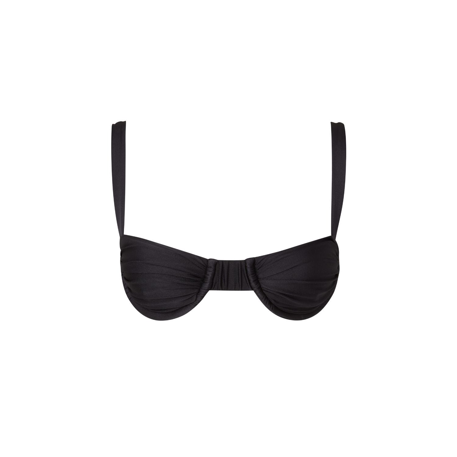 Women's Noemi Ruched Balconette Bikini Top In Black Extra Small AJLA THE LABEL