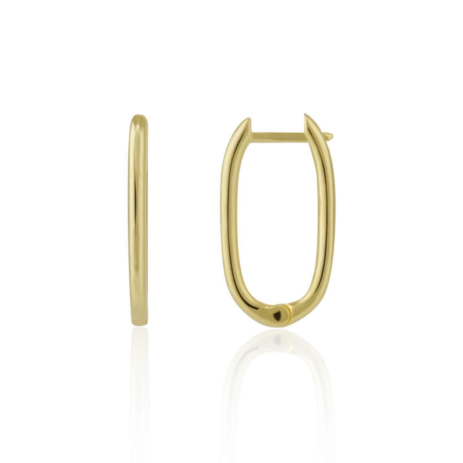 Women's Oval Rectangular Sterling Silver Hoop Earring - Gold Spero London