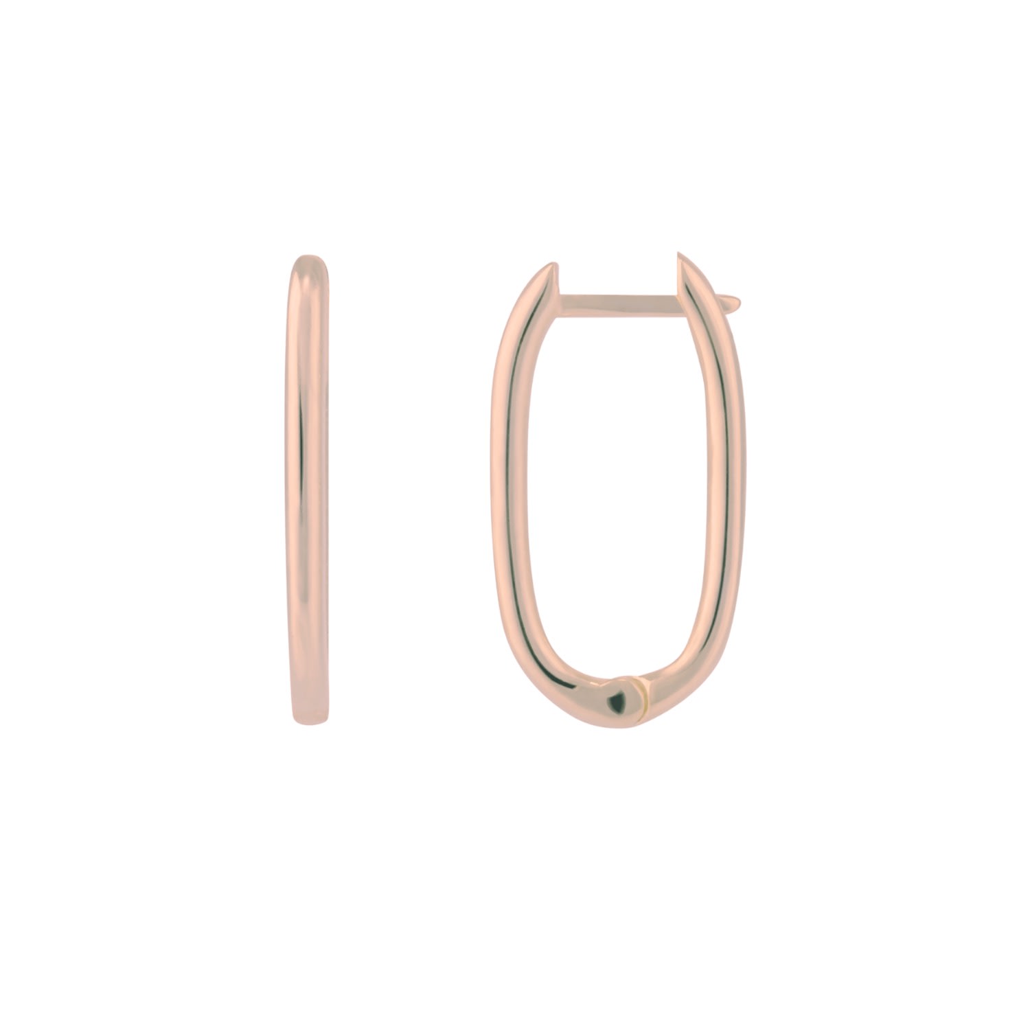 Women's Oval Rectangular Sterling Silver Hoop Earring - Rose Gold Spero London