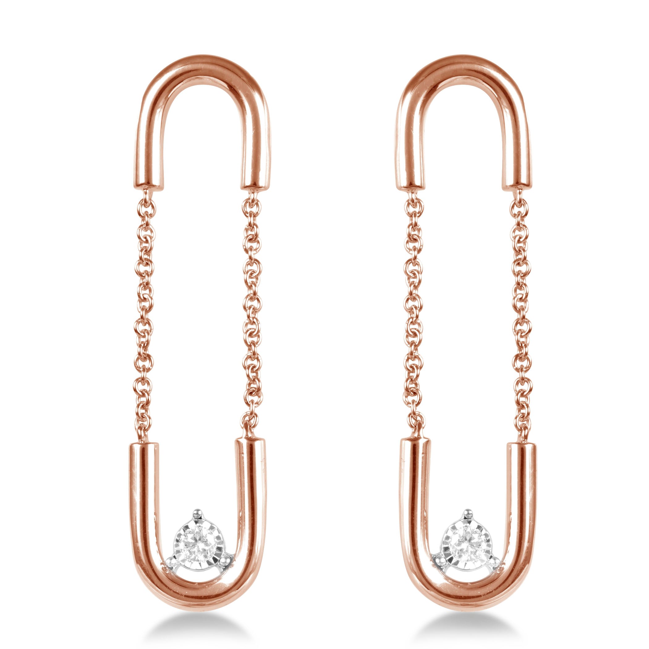 Women's Paperclip Dangling Diamond Earrings - Rose Gold Mansi Jewelry